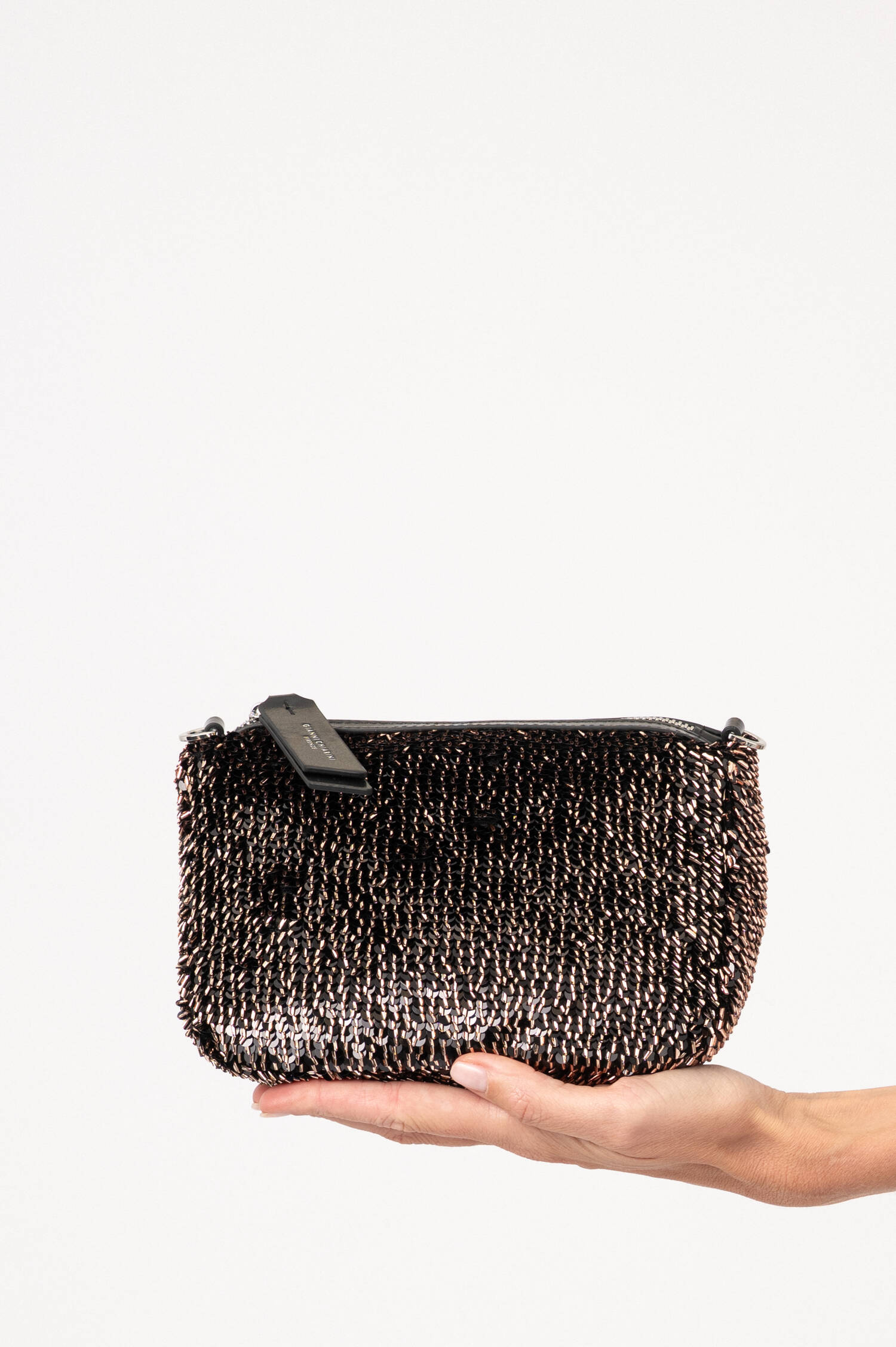 Pailletten-Clutch NORA SMALL in Braun