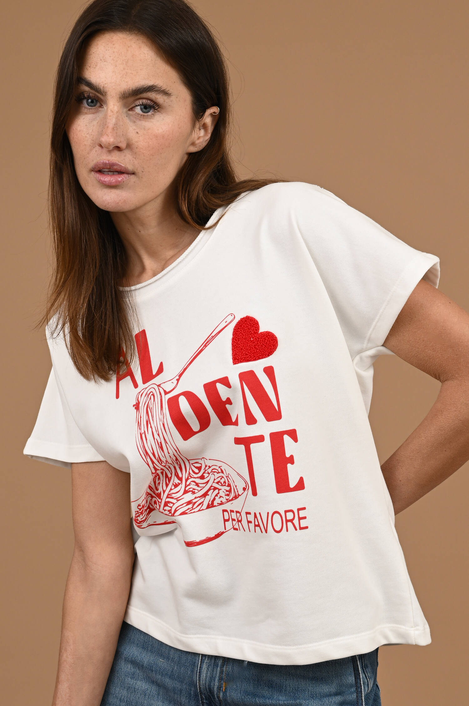 T-Shirt ALDENTE in Weiß/Rot