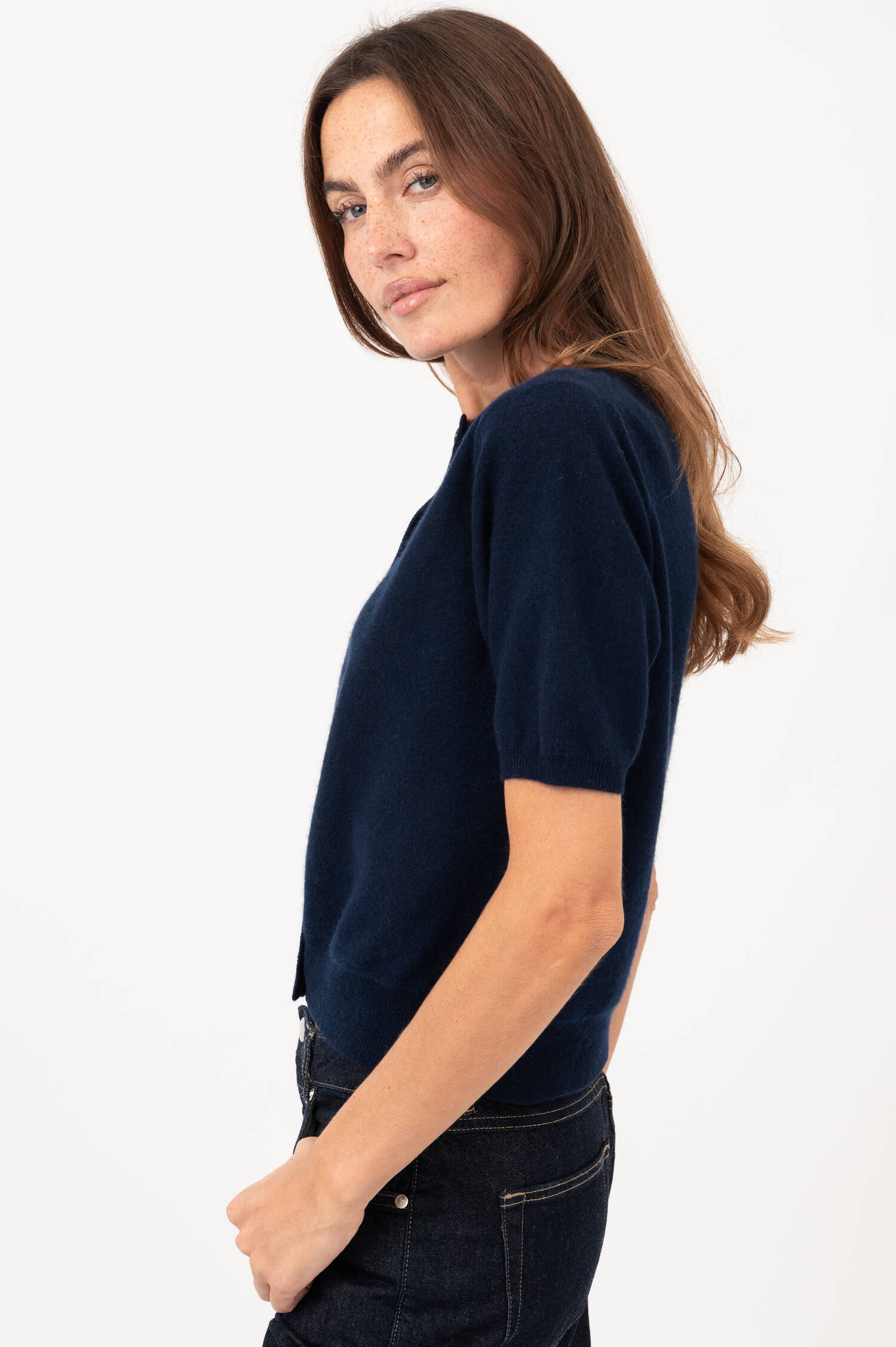Cashmere-Cardigan in Navy