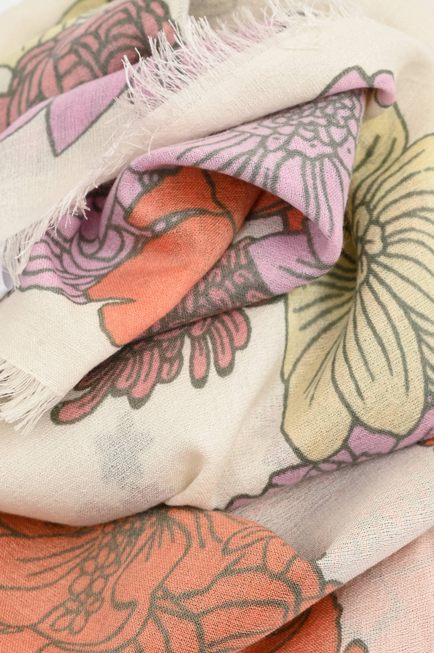 Cashmere-Seide-Schal MELEPHANT in Creme/Rosa/Multi