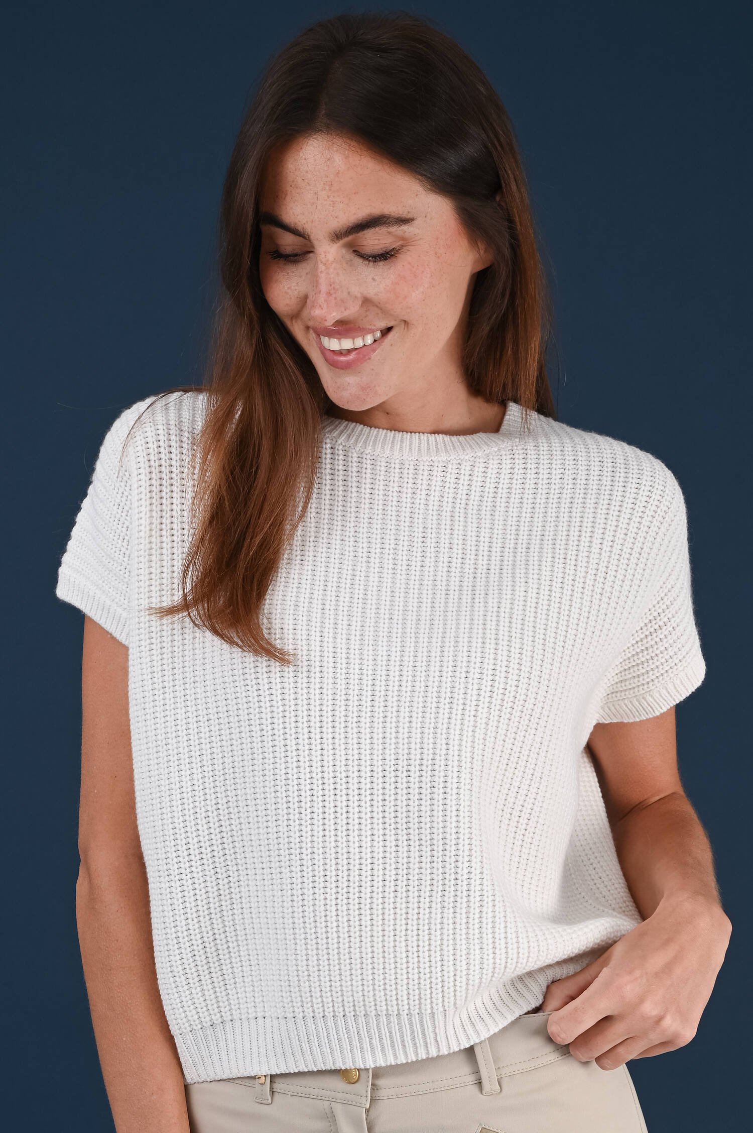 Grobstrickpullover in Weiß