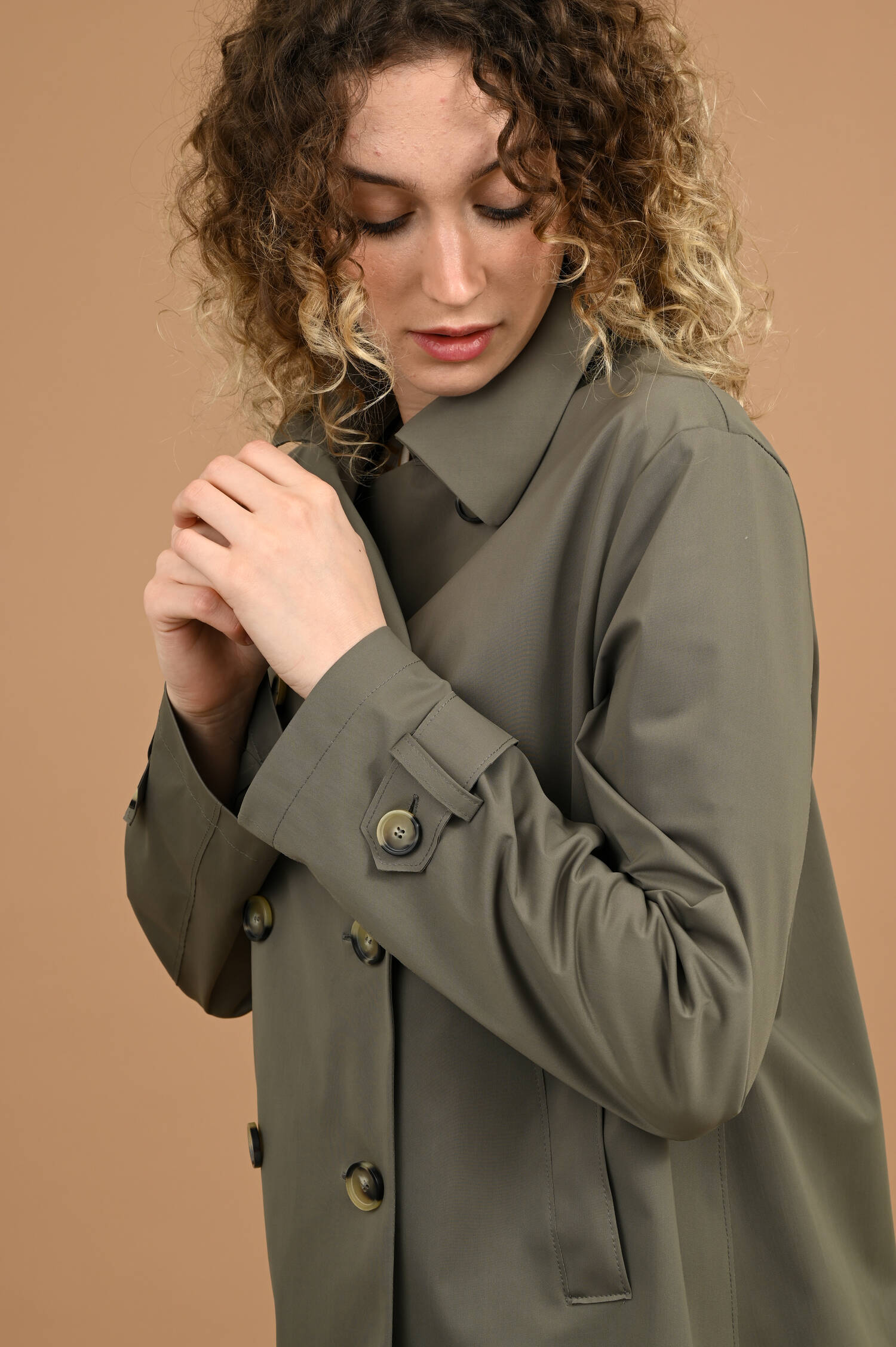 Cropped Trenchcoat in Hunting Grün