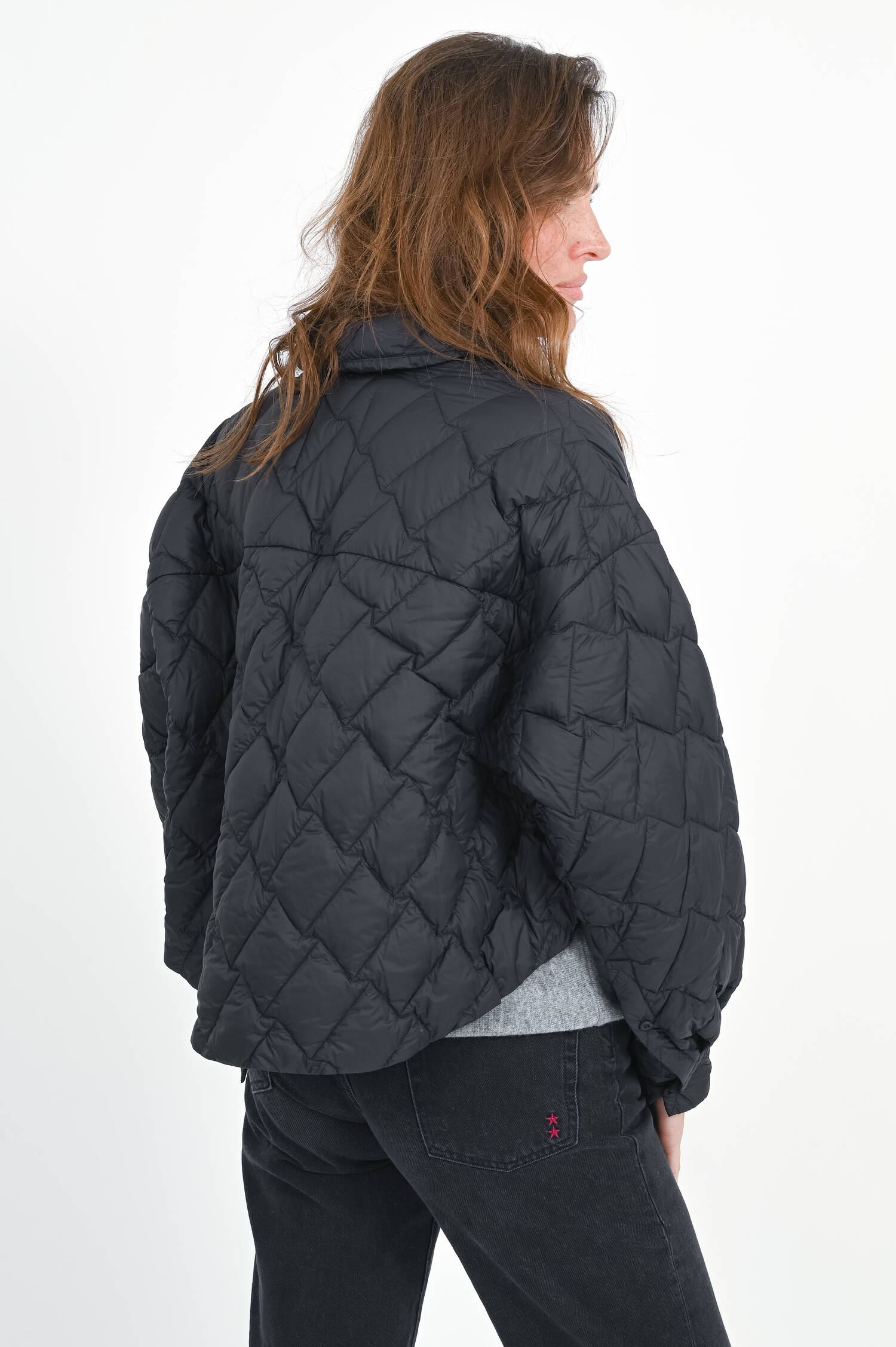 Daunenjacke mit Stepp-Optik in Black