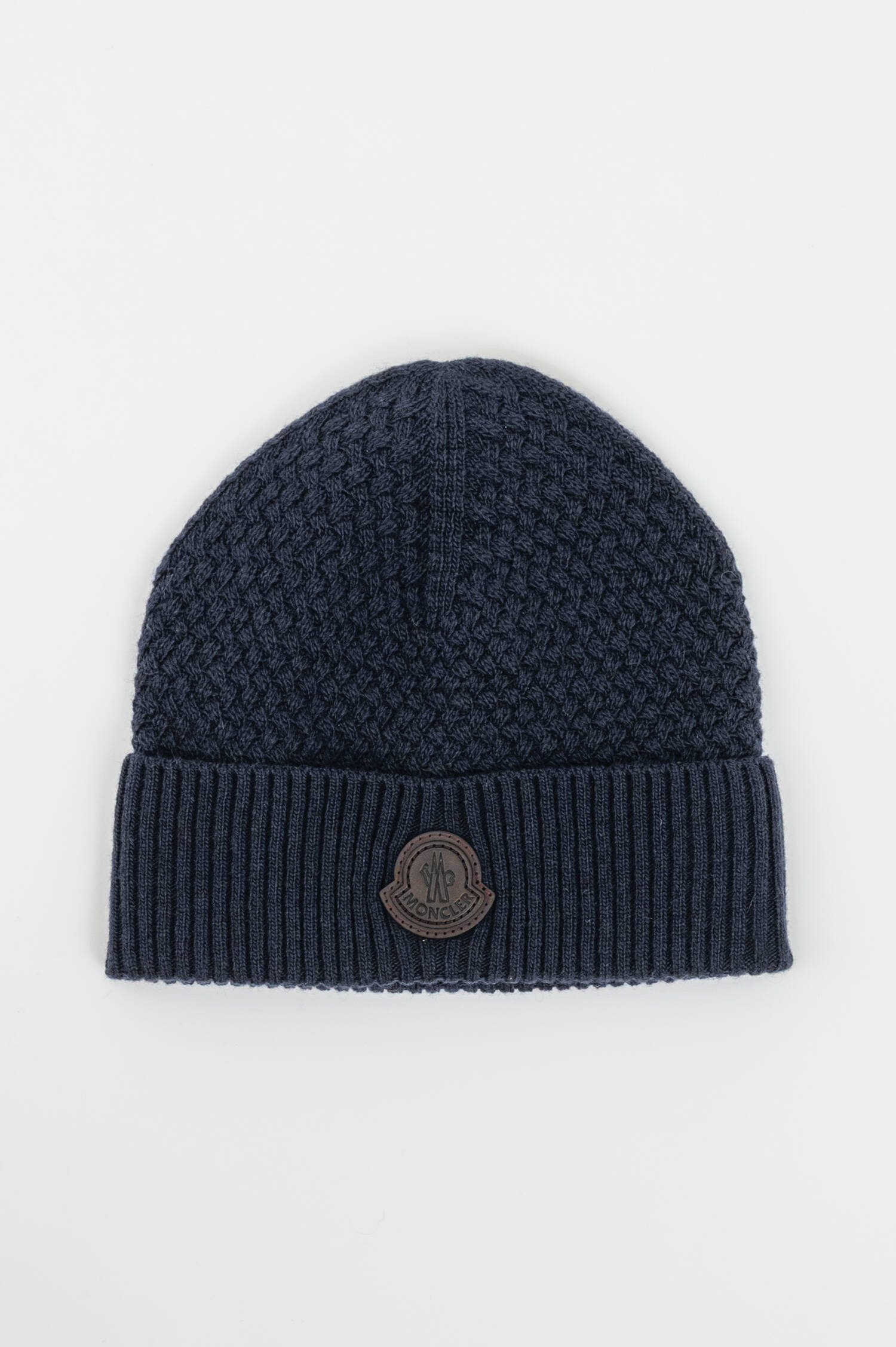 Woll-Cashmere Flechtstrick Mütze in Navy