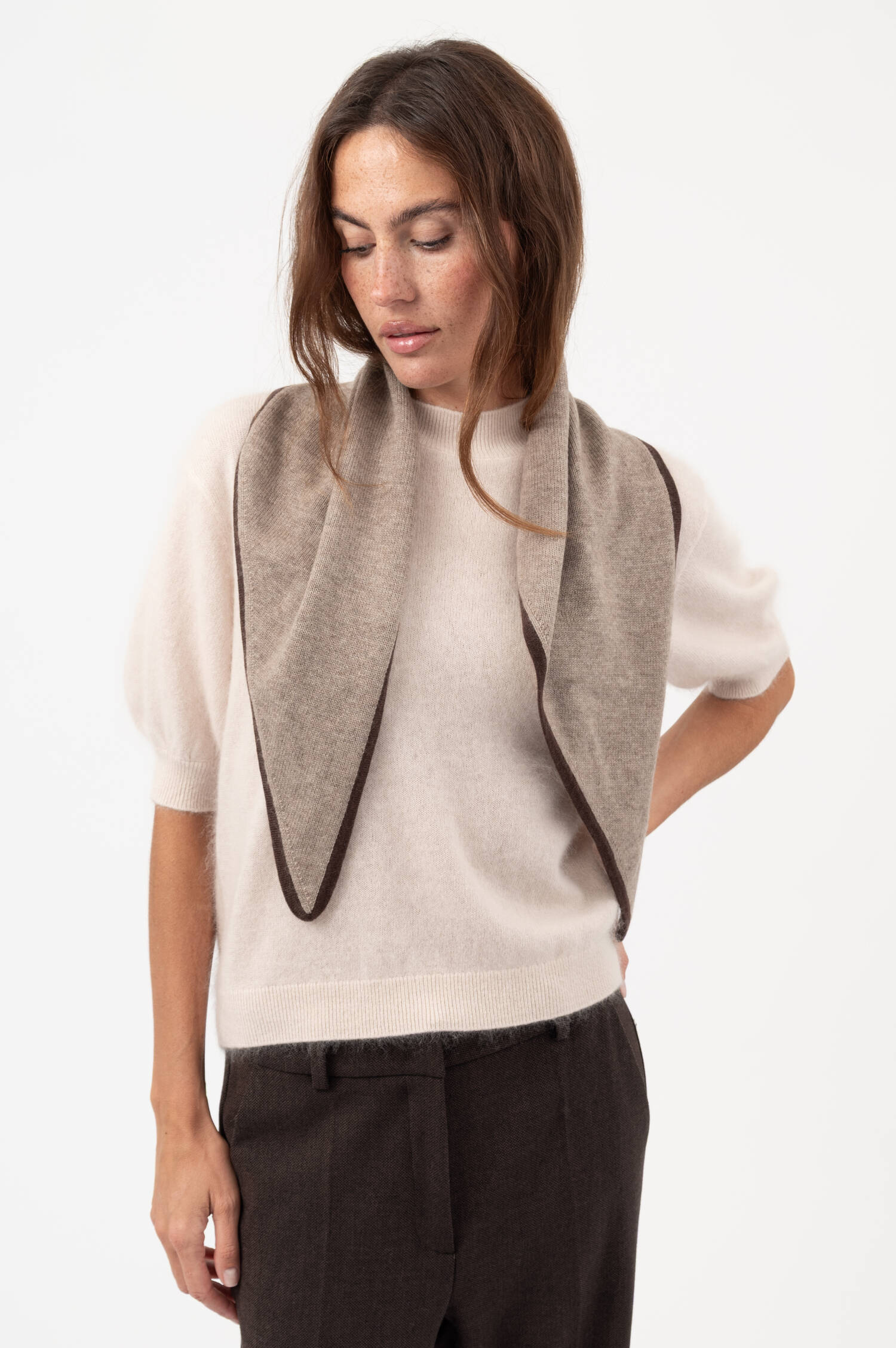 Woll-Mix-Schal SOPHIE in Taupe/Braun