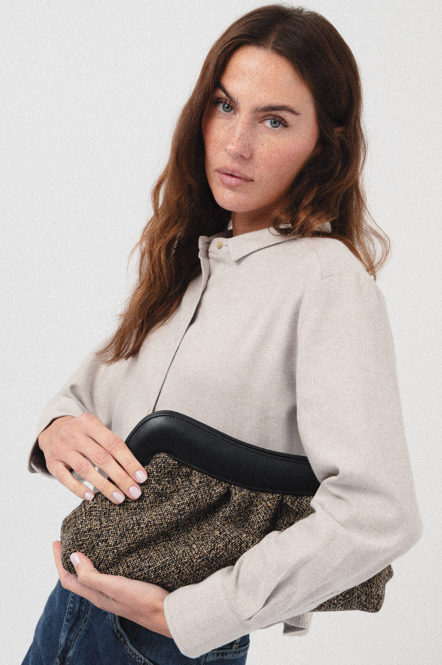 Donegal Tweed Pouch NAYARA in Beige Donegal Tweed Pouch NAYARA in Beige