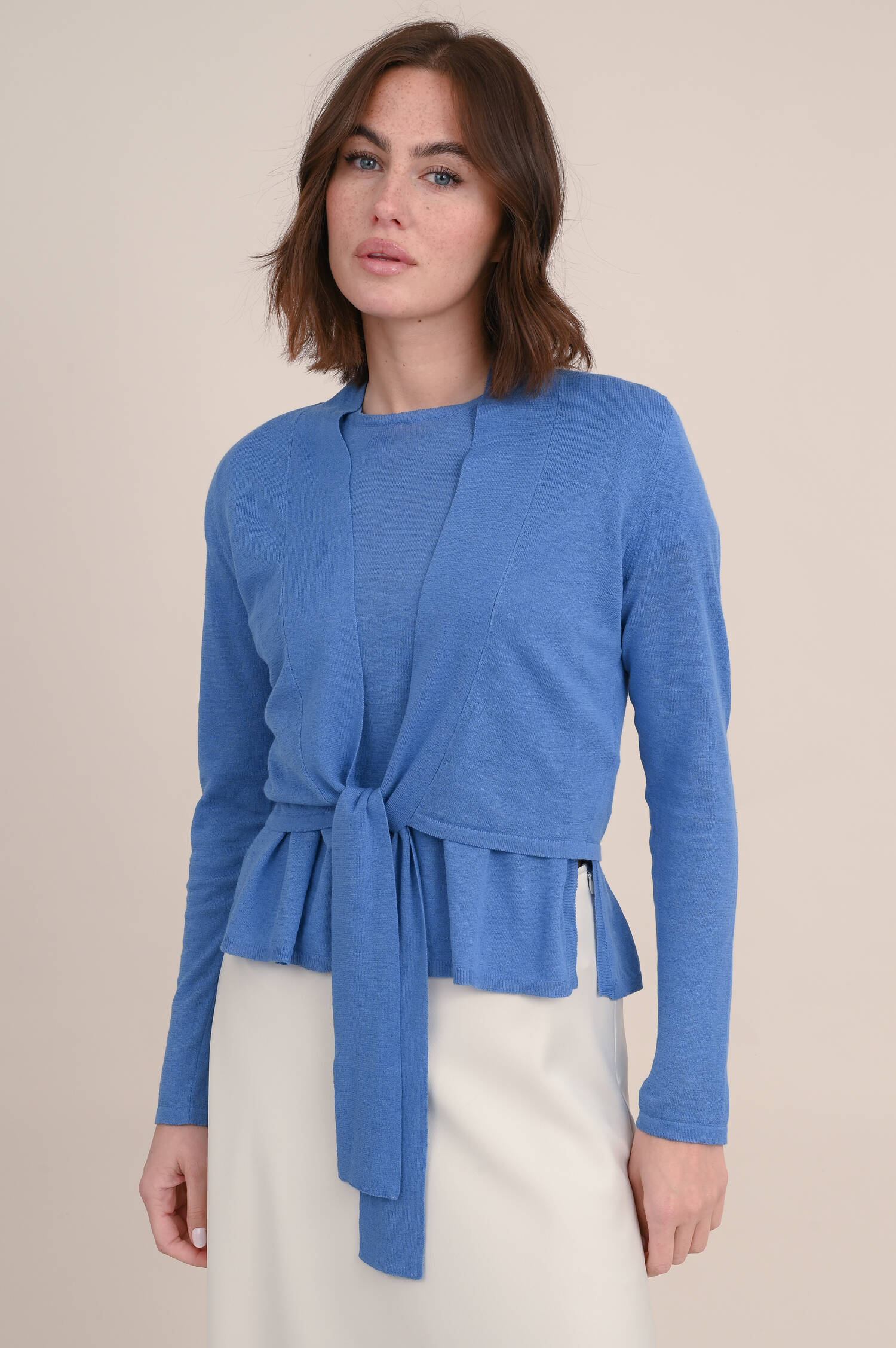 Wickelshirt aus Leinen-Baumwoll-Mix in Blau Wickelshirt aus Leinen-Baumwoll-Mix in Blau