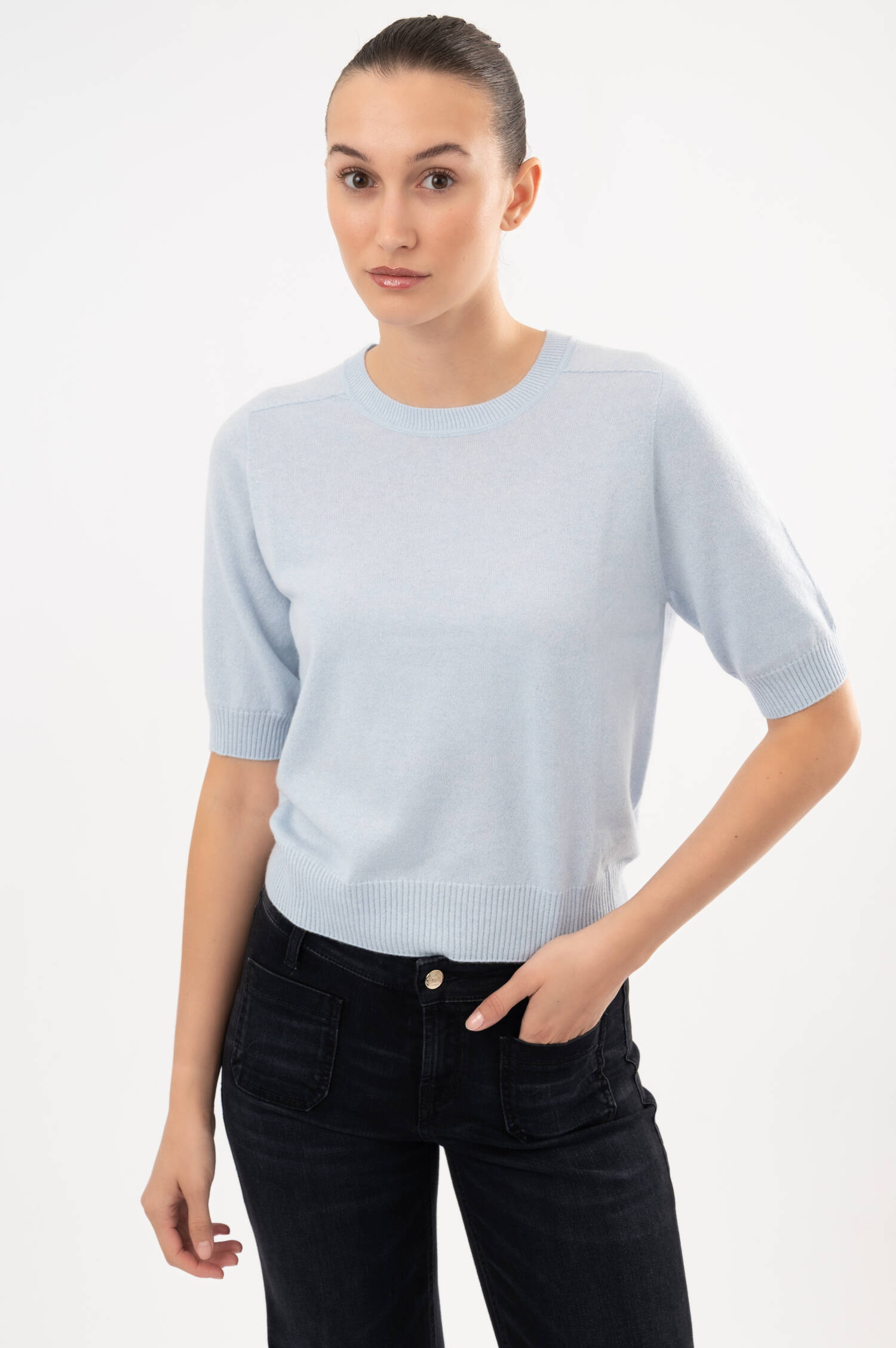 Cashmere-Strickshirt EVIE in Hellblau