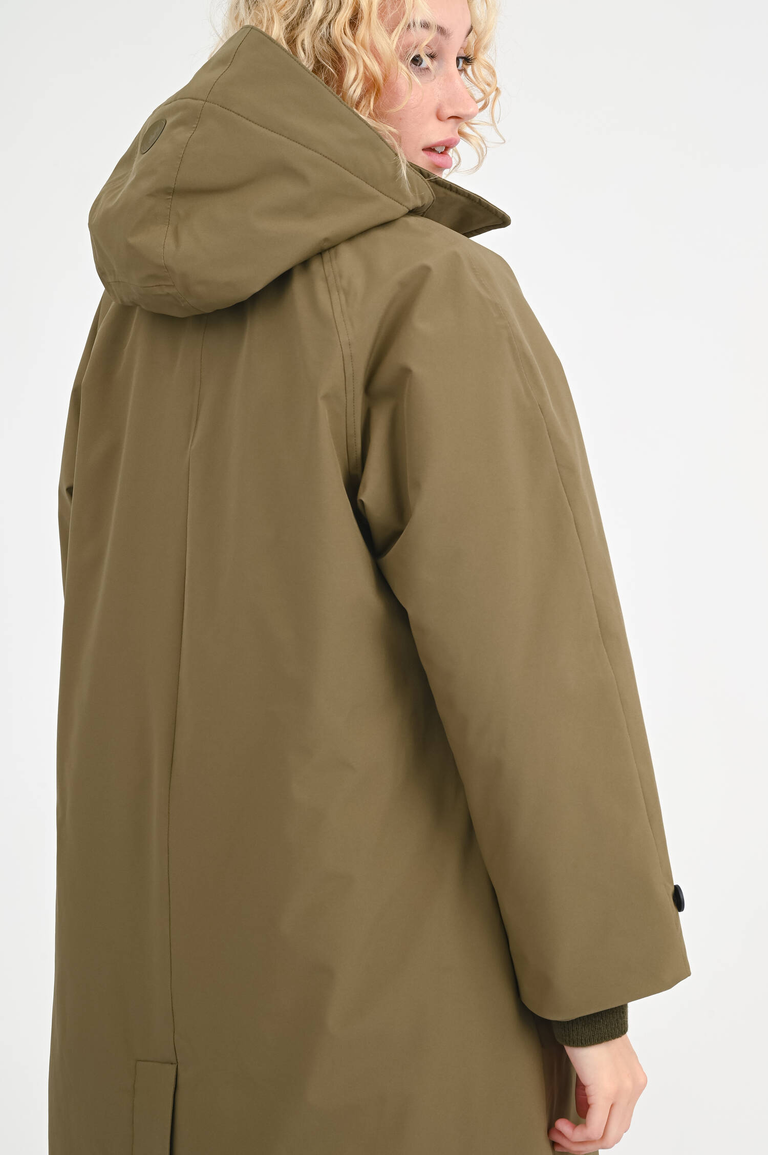 Mantel ZOEY mit Kapuze in Oliv