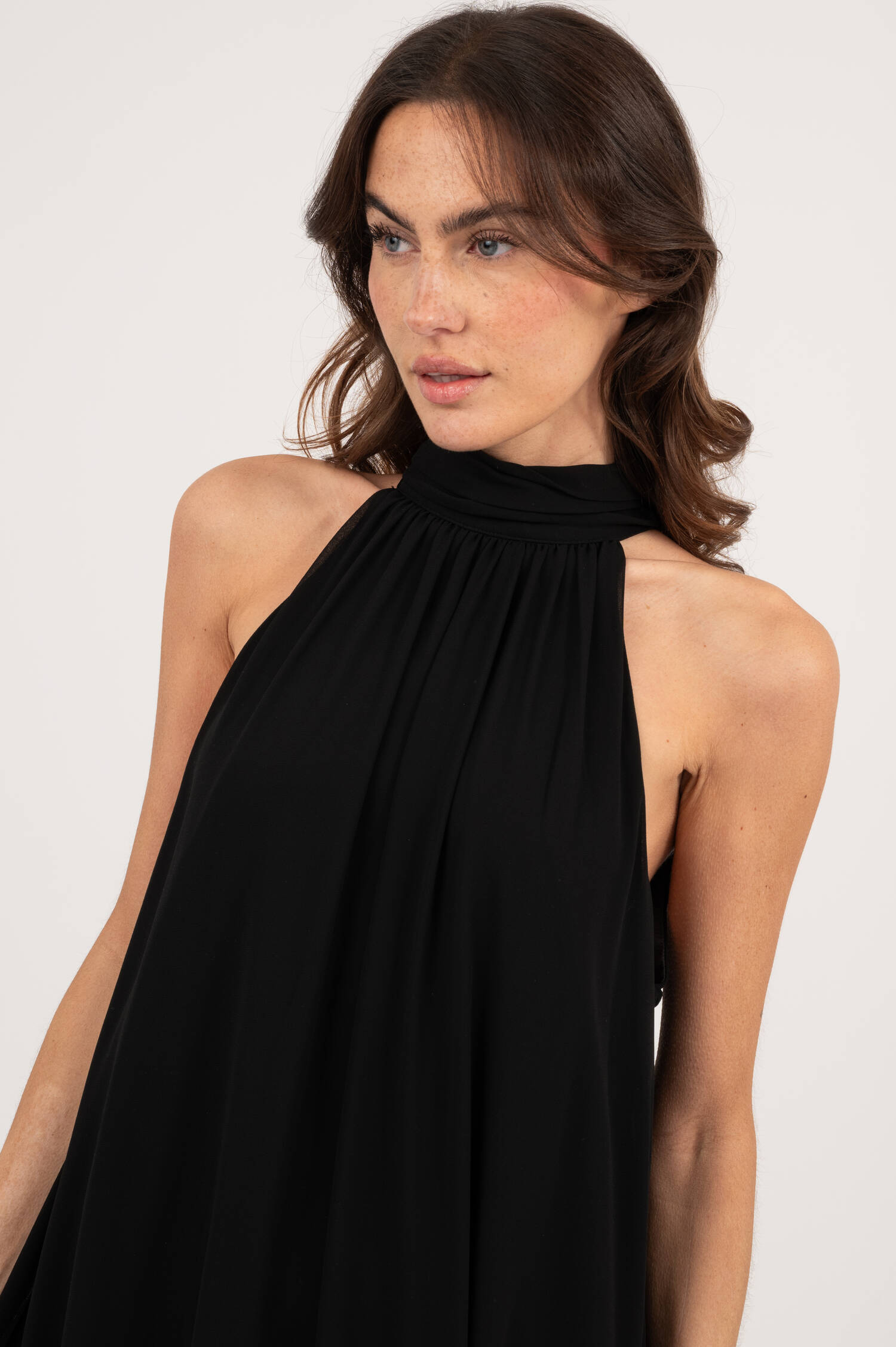 Volant Vokuhila Kleid SABRINA in Schwarz