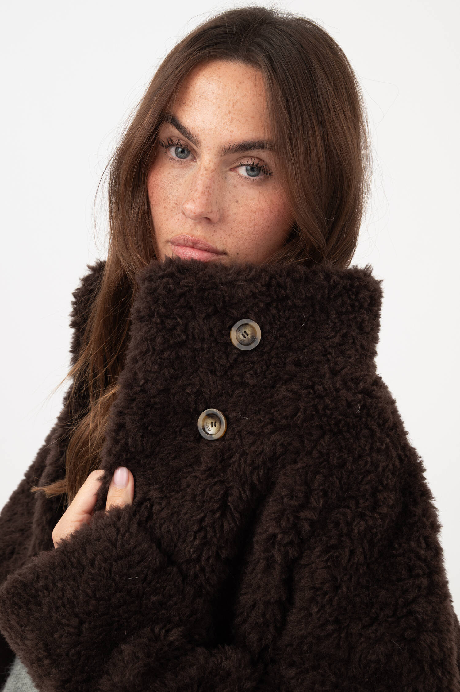 Woll-Mix-Teddyjacke in Dunkelbraun Woll-Mix-Teddyjacke in Dunkelbraun