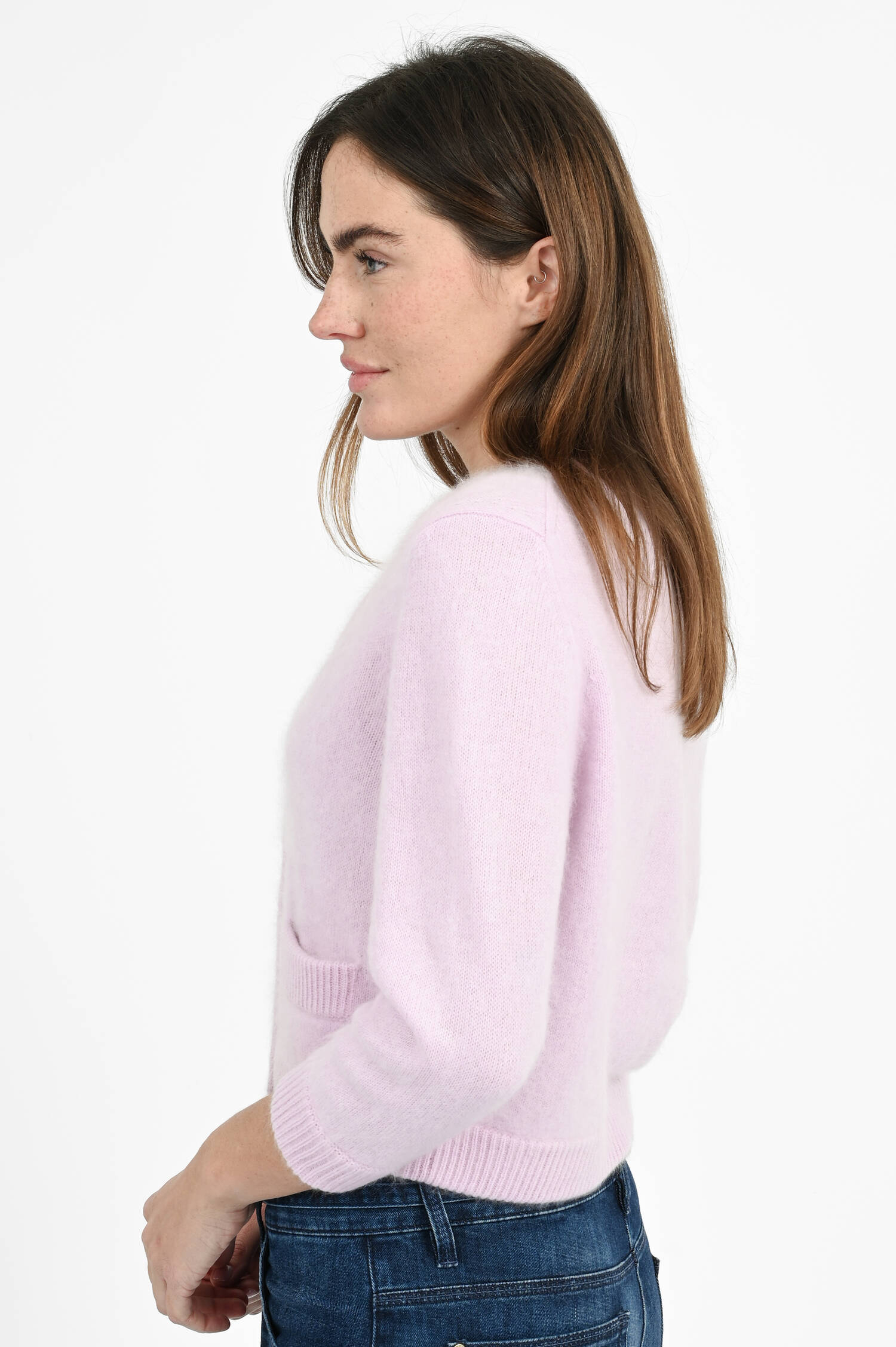 Strickjacke aus Woll-Cashmere-Mix in Orchidee