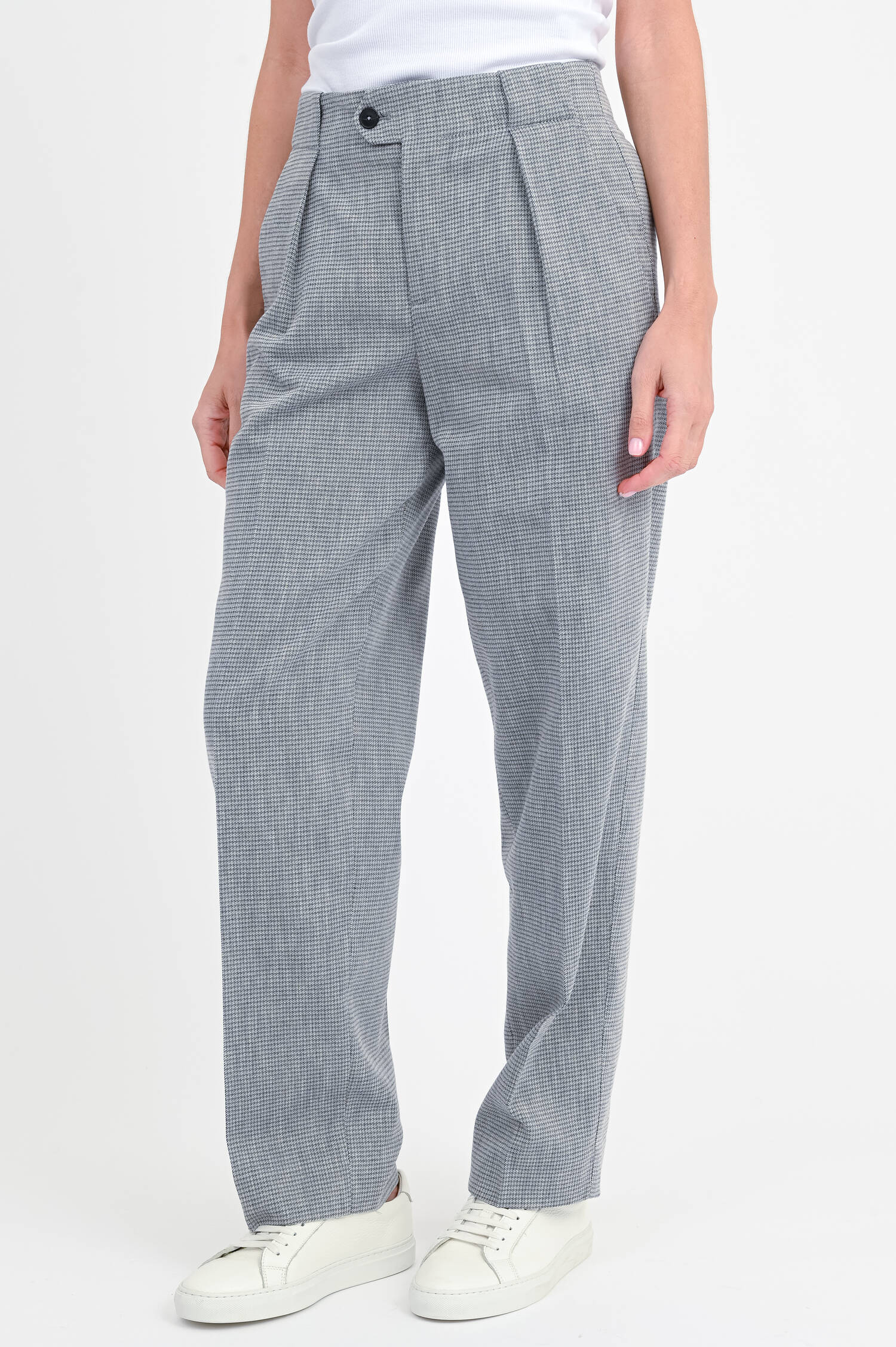 Hahnentritt-Hose MAWSON in Grau/Creme