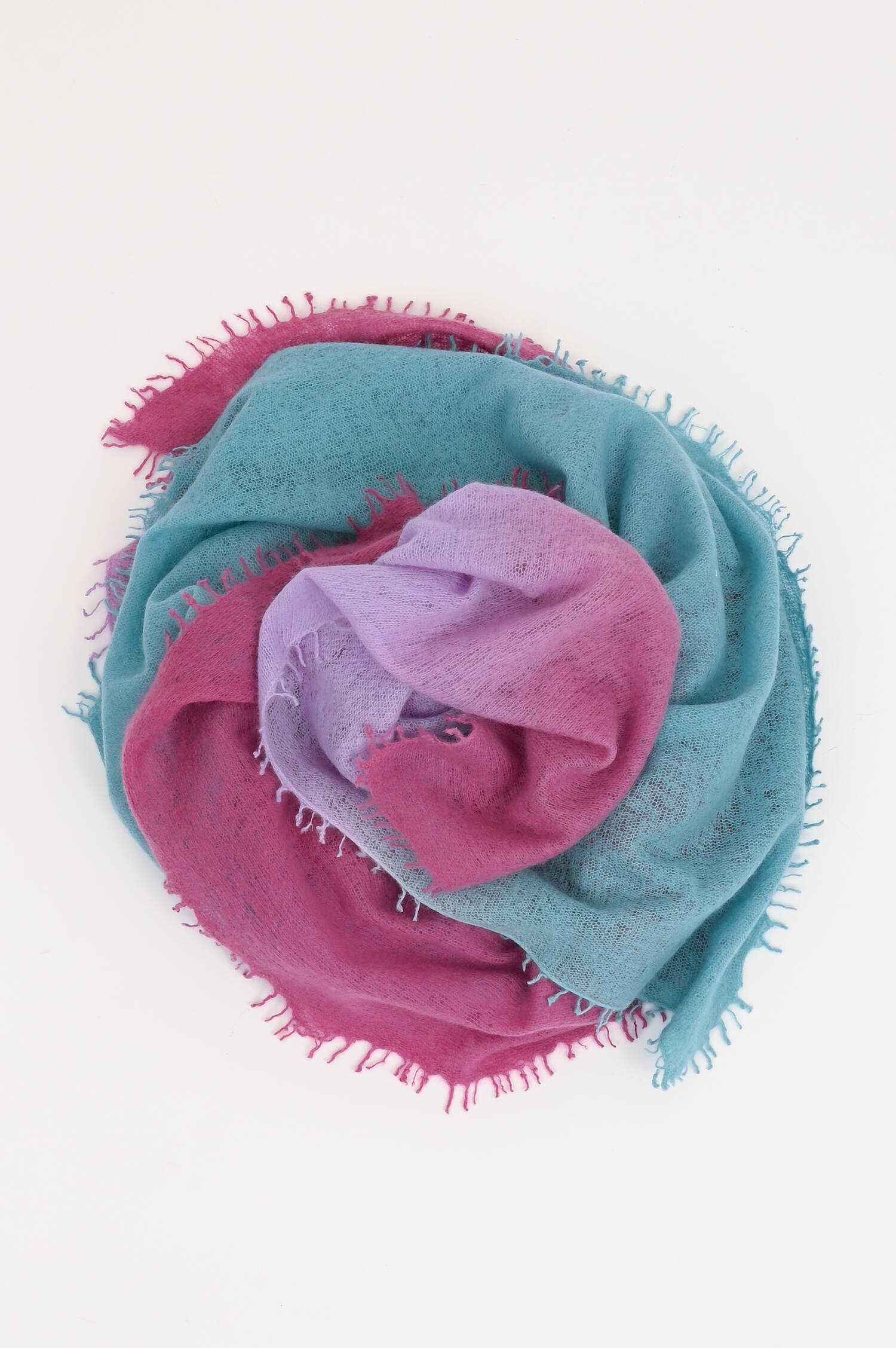Cashmere-Schal in Ombré-Lila/Türkis/Koralle Cashmere-Schal in Ombré-Lila/Türkis/Koralle