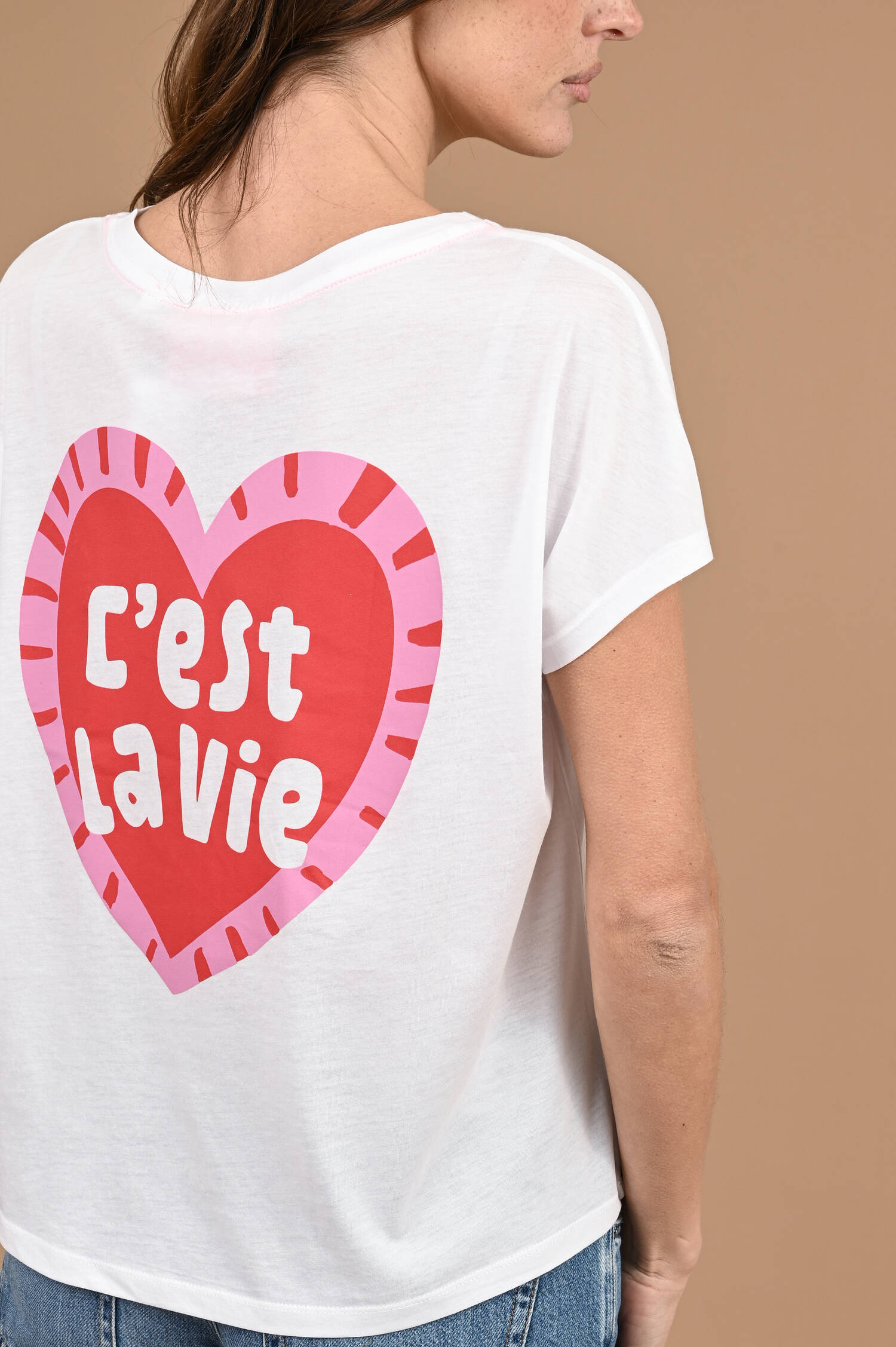 T-Shirt Cest La Vie in Weiß