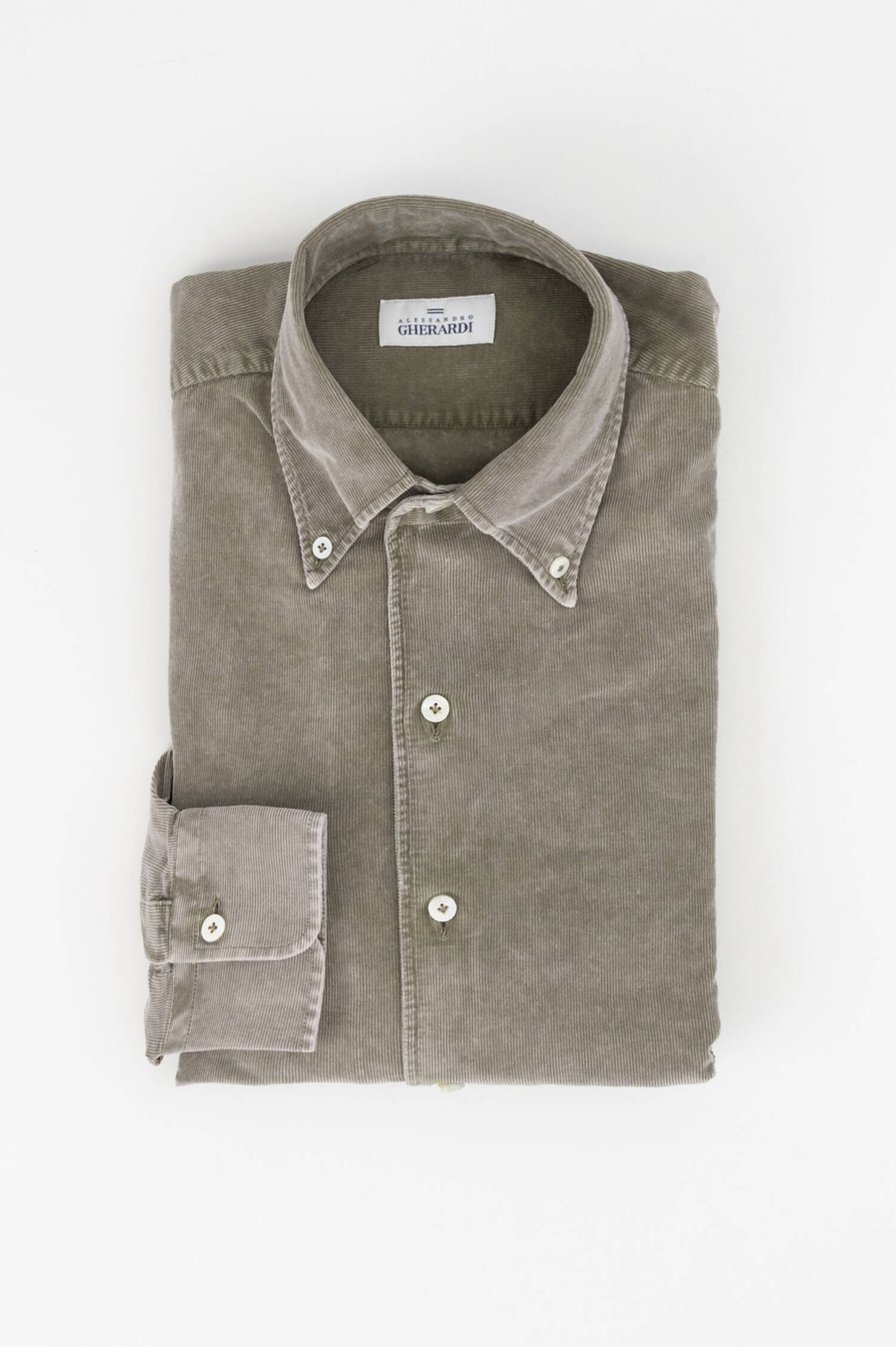 Cord Button-Down Hemd in Grau