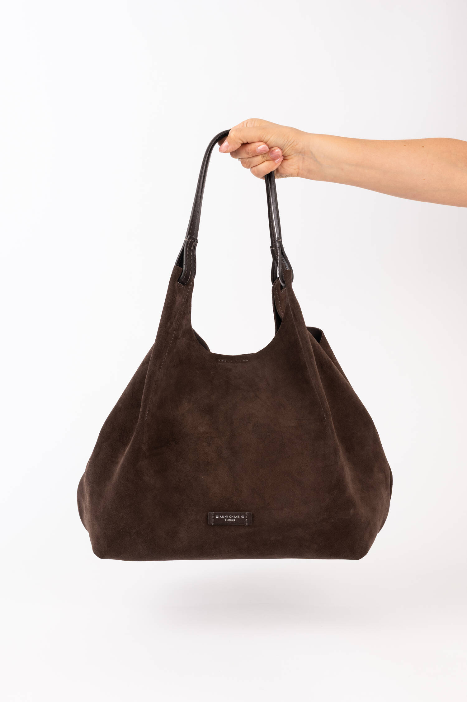 Veloursleder Tasche DUA in Mokka