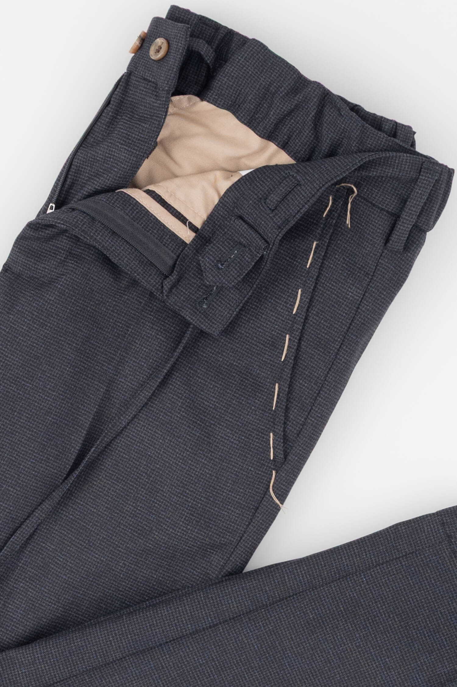 Flanell Hose mit Ziernaht in Grau