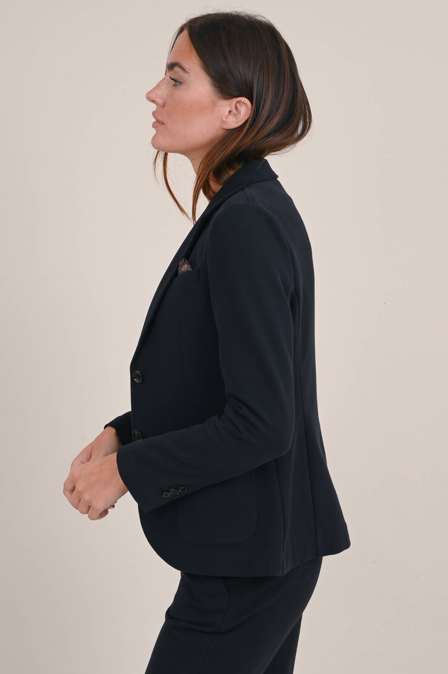 Einreihiger Jersey Blazer in Schwarz