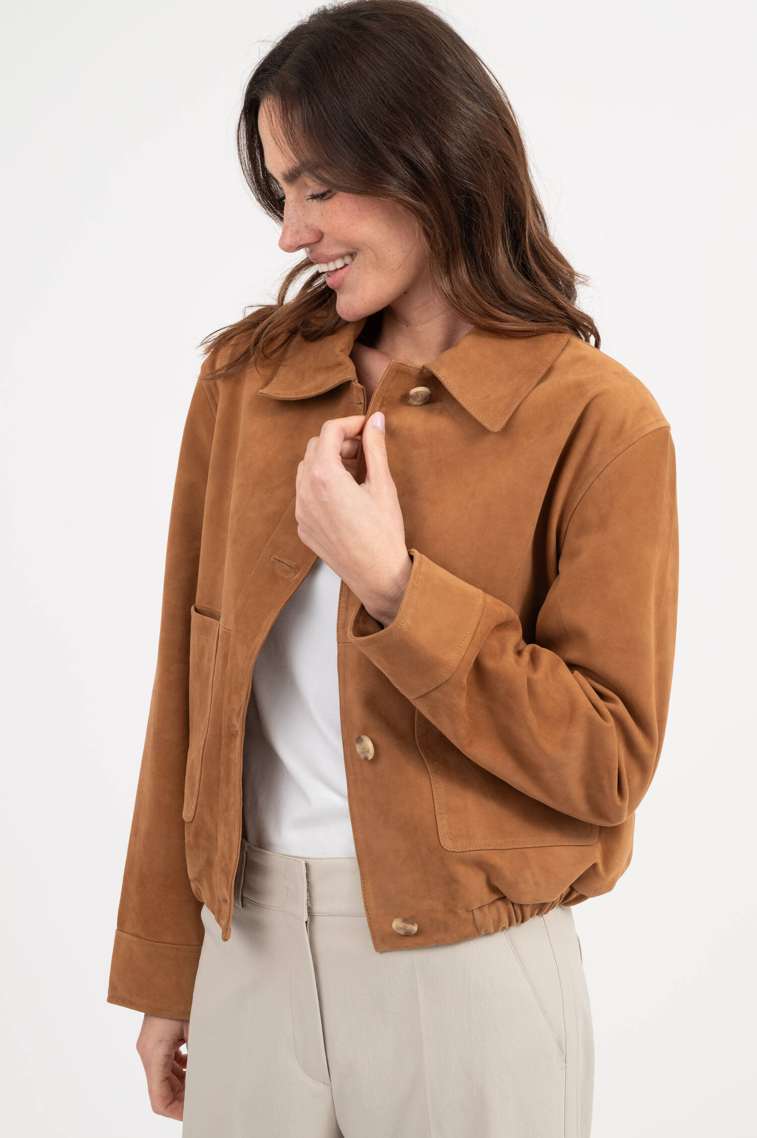 Velourslederjacke in Chestnut Velourslederjacke in Chestnut