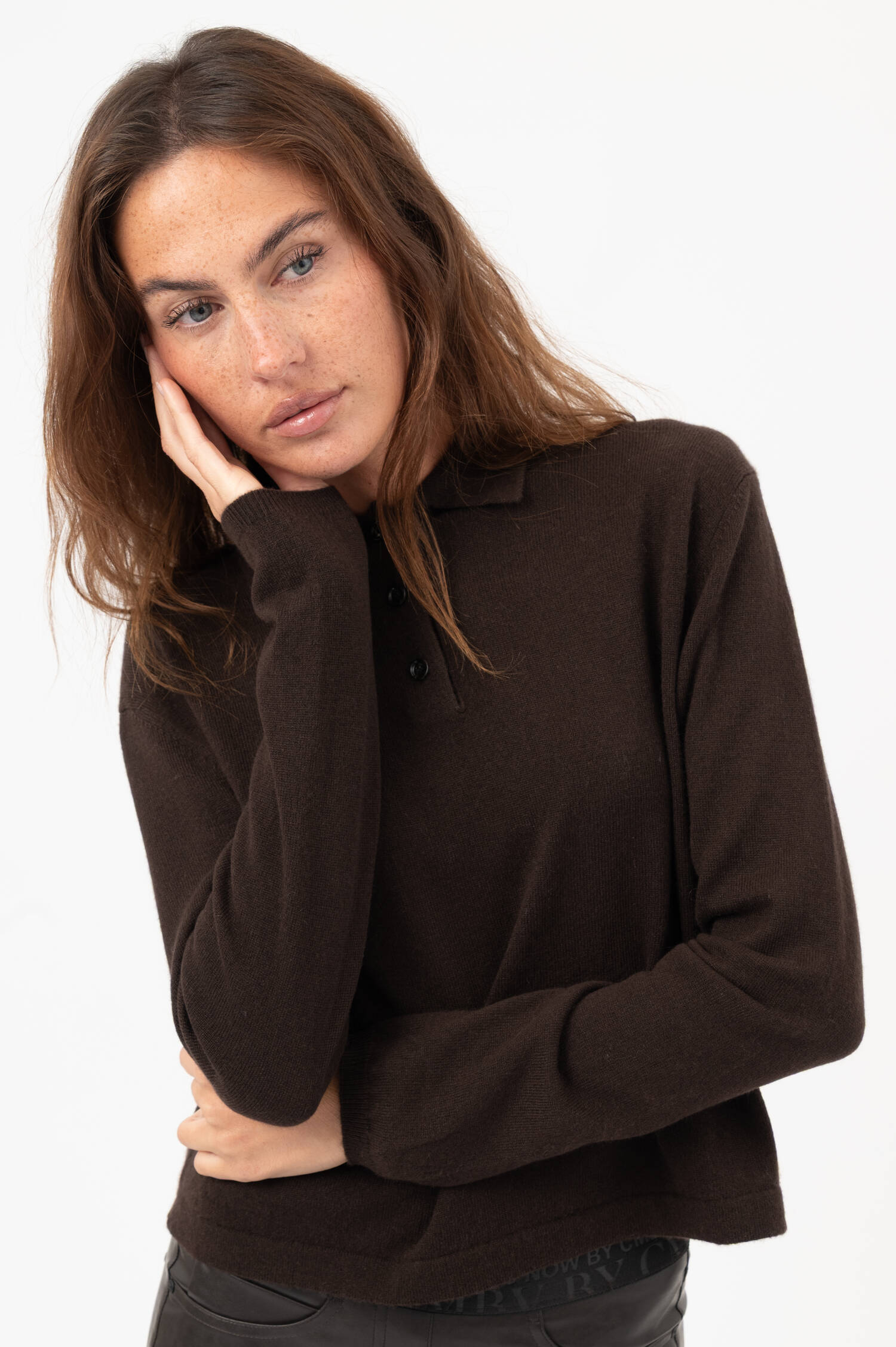 Cashmere-Polo-Pullover in Braun Cashmere-Polo-Pullover in Braun