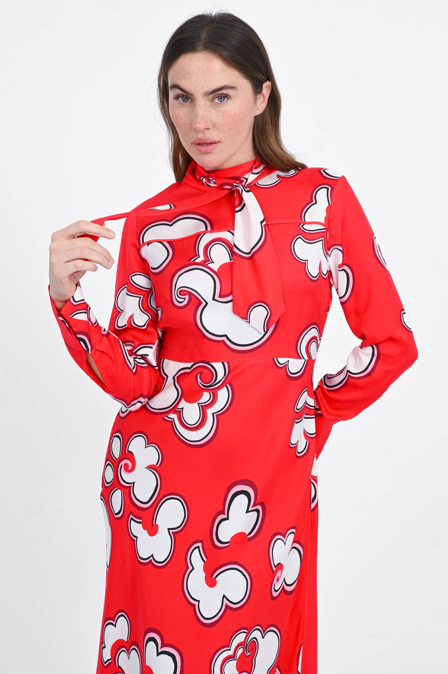 Midi-Kleid aus Viskose-Mix in Rot Midi-Kleid aus Viskose-Mix in Rot