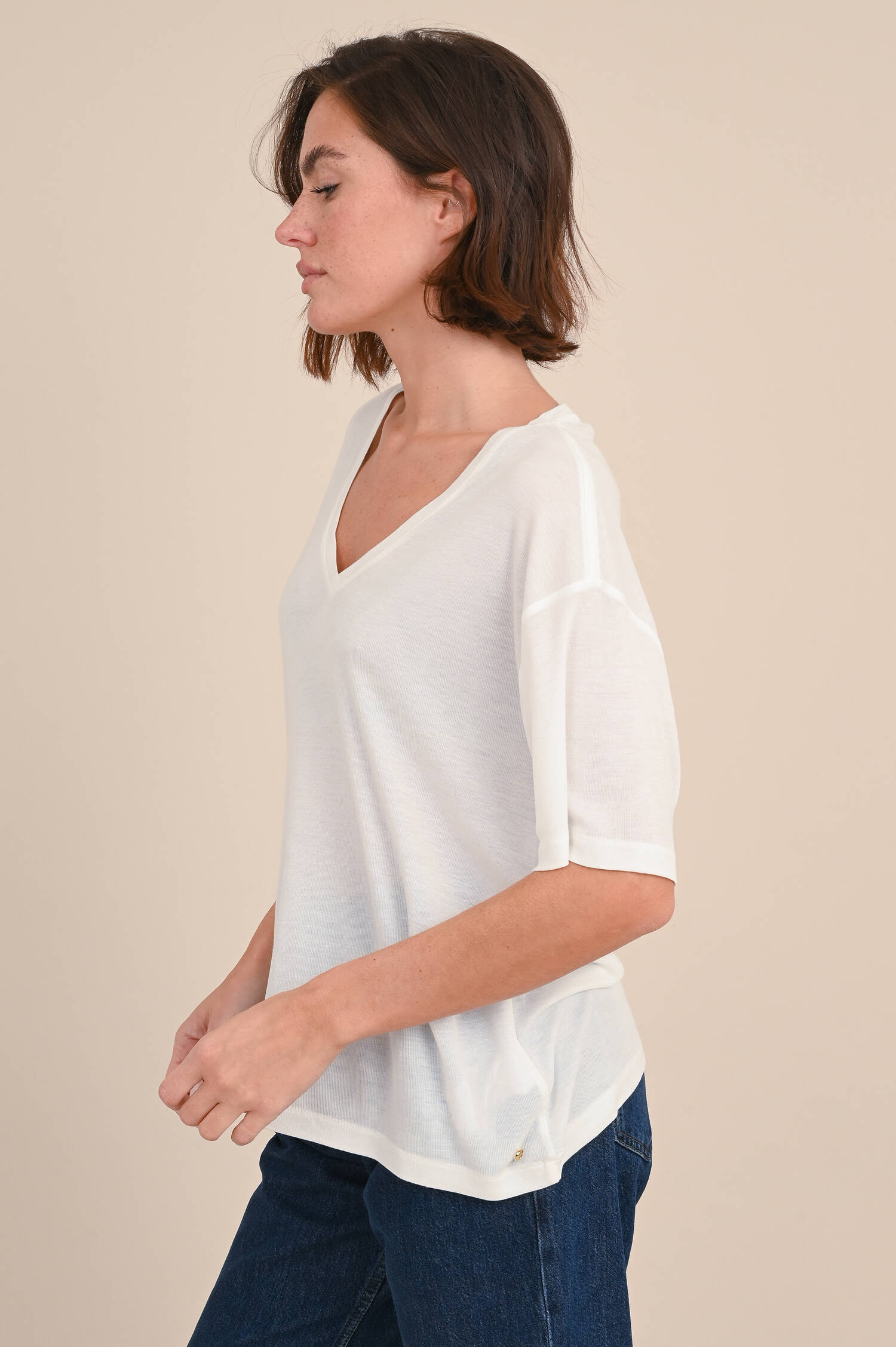 Lockeres T-Shirt VALE in Weiß