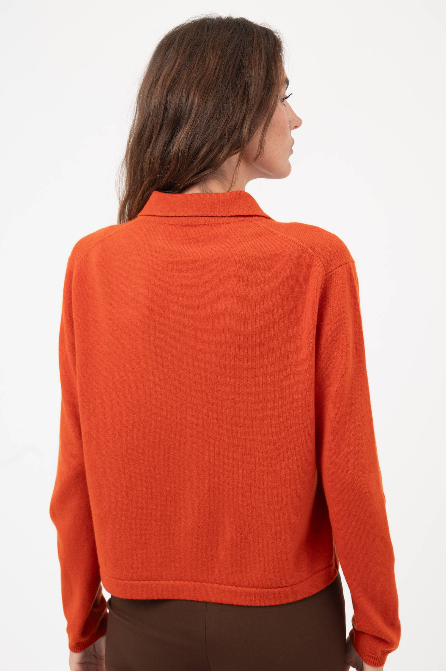 Cashmere-Polo-Pullover in Orange Cashmere-Polo-Pullover in Orange
