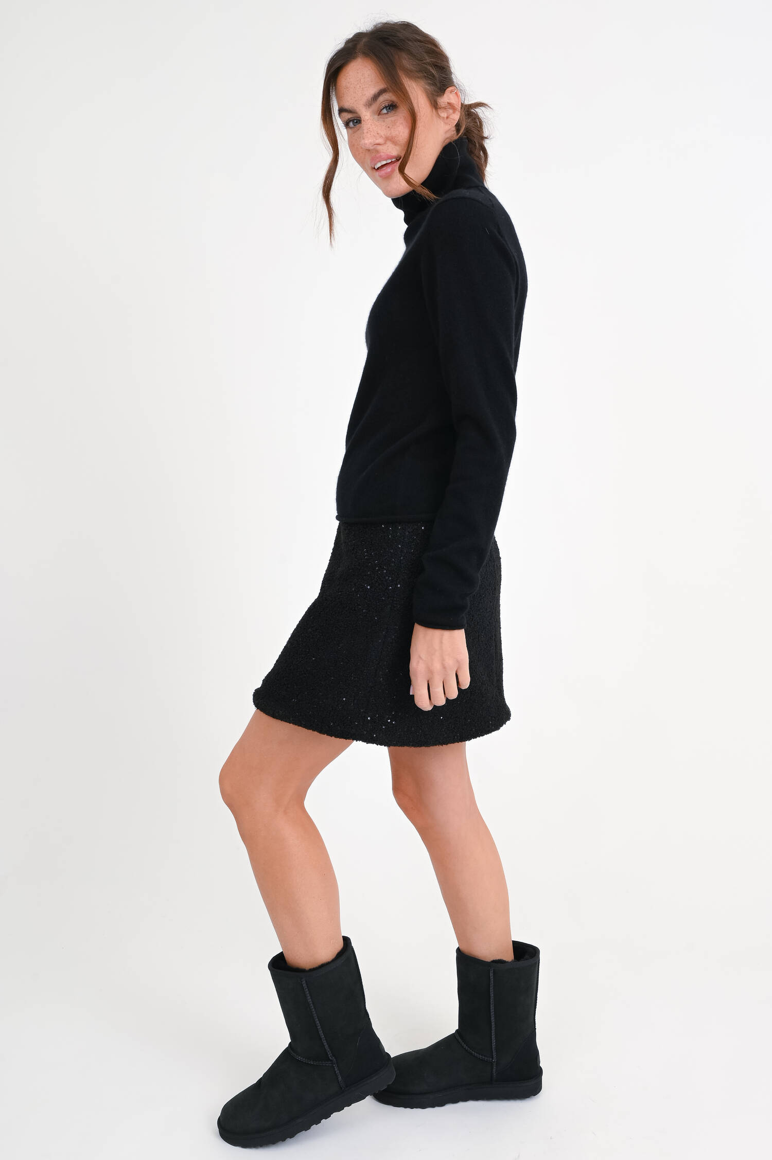 Cashmere-Rollkragenpullover in Schwarz