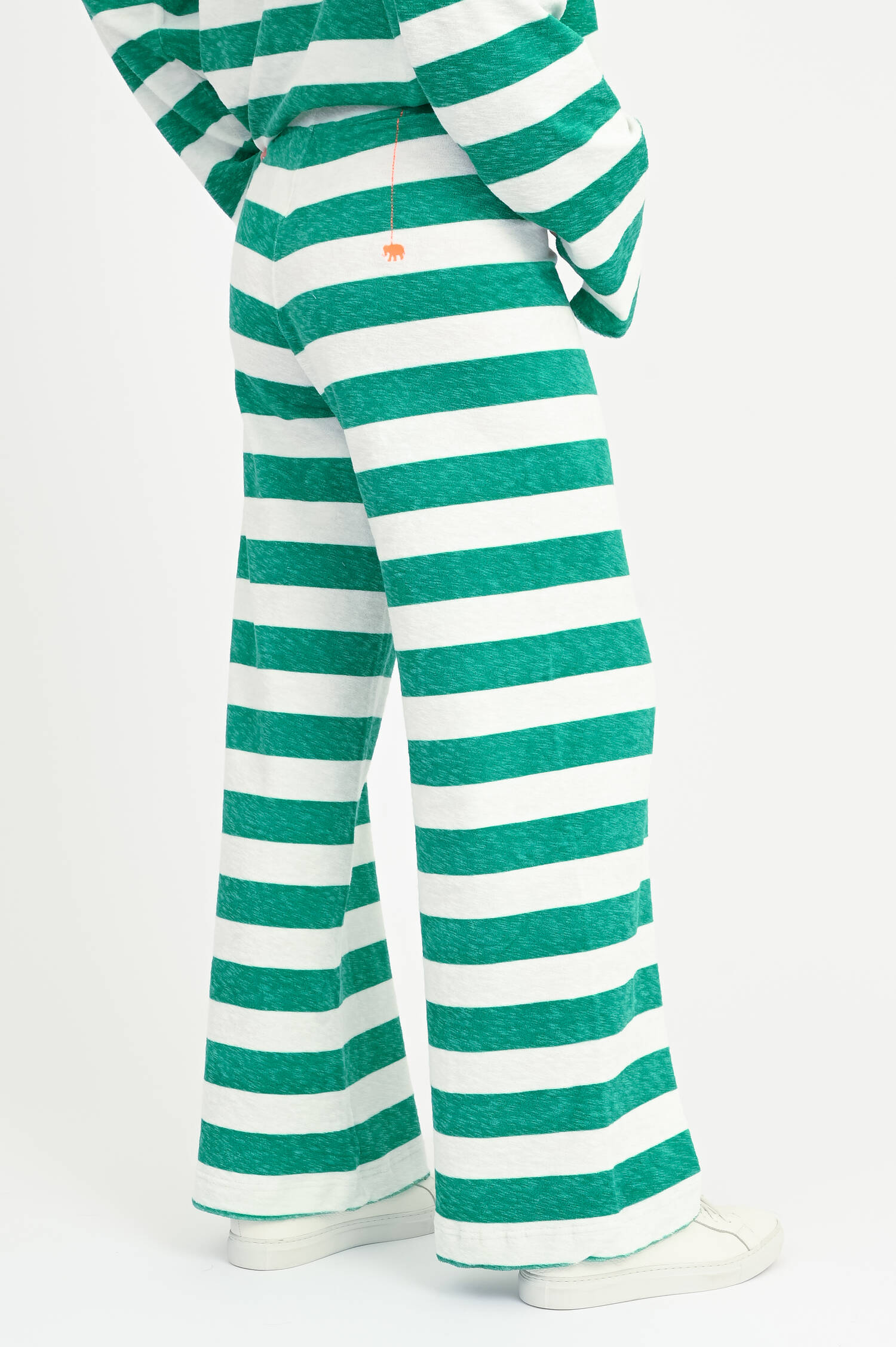 Gestreifte Frottee-Hose ELENYA in Grün/Weiß