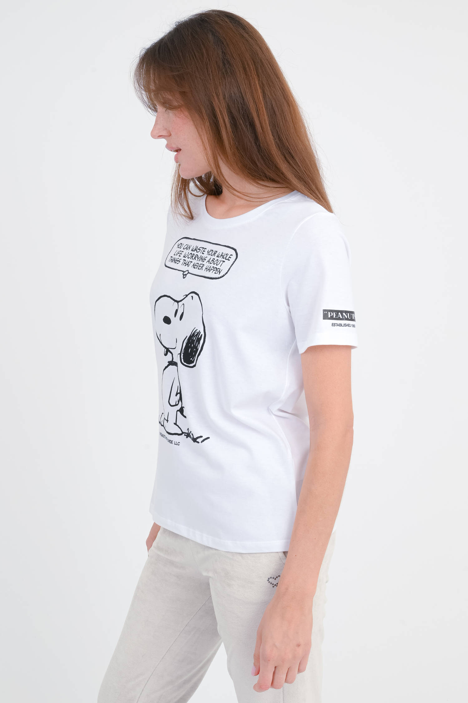 T-Shirt mit Snoopy-Print in Weiß