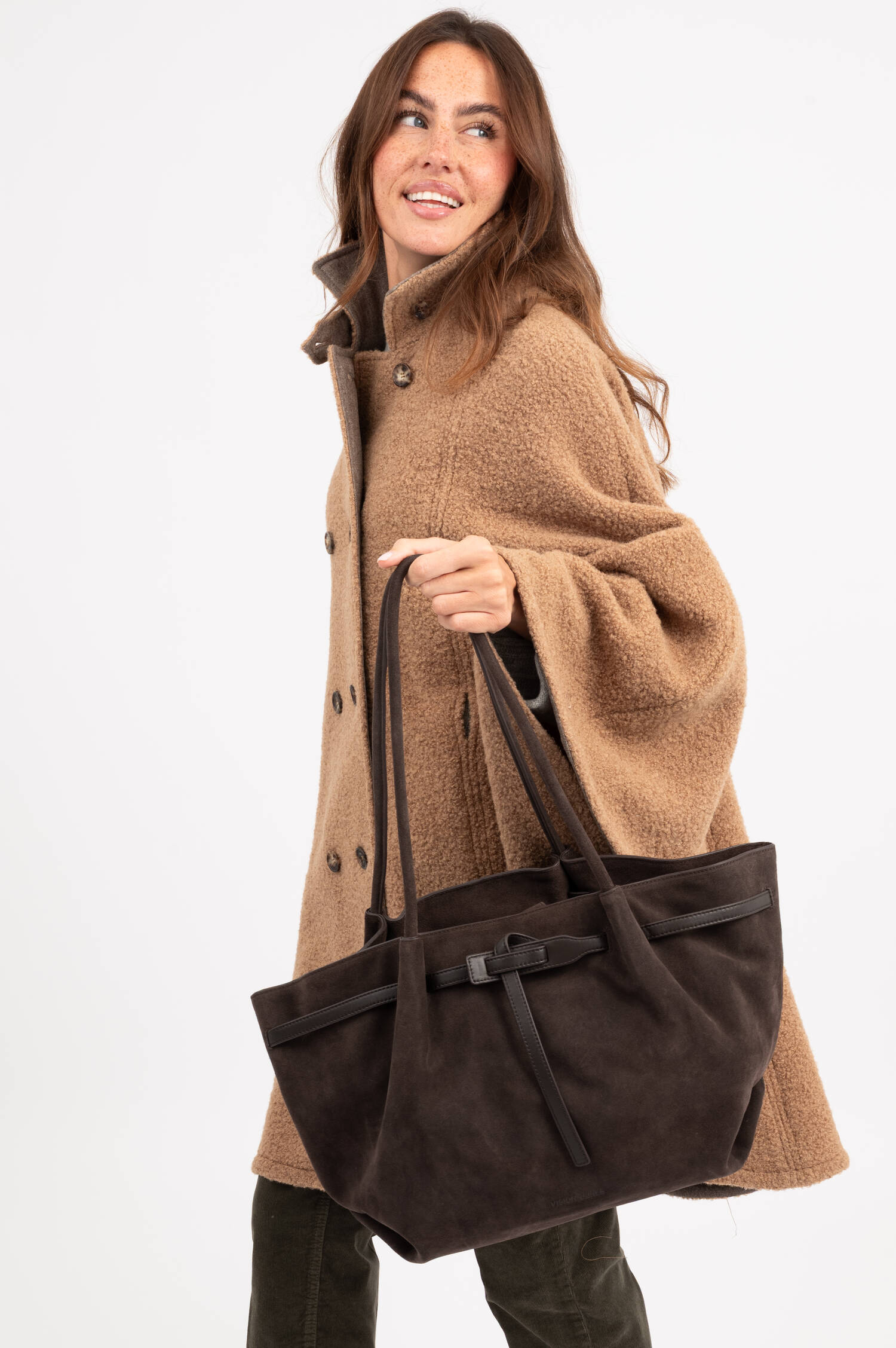 Suede Shopper BONNIE in Braun/Rosa
