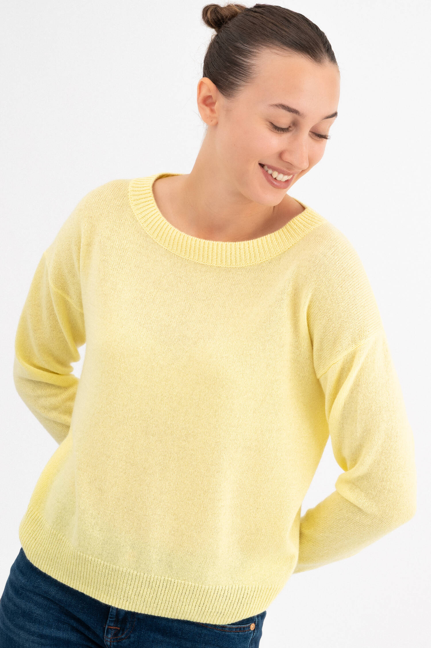 Cashmere-Pullover in Pastellgelb
