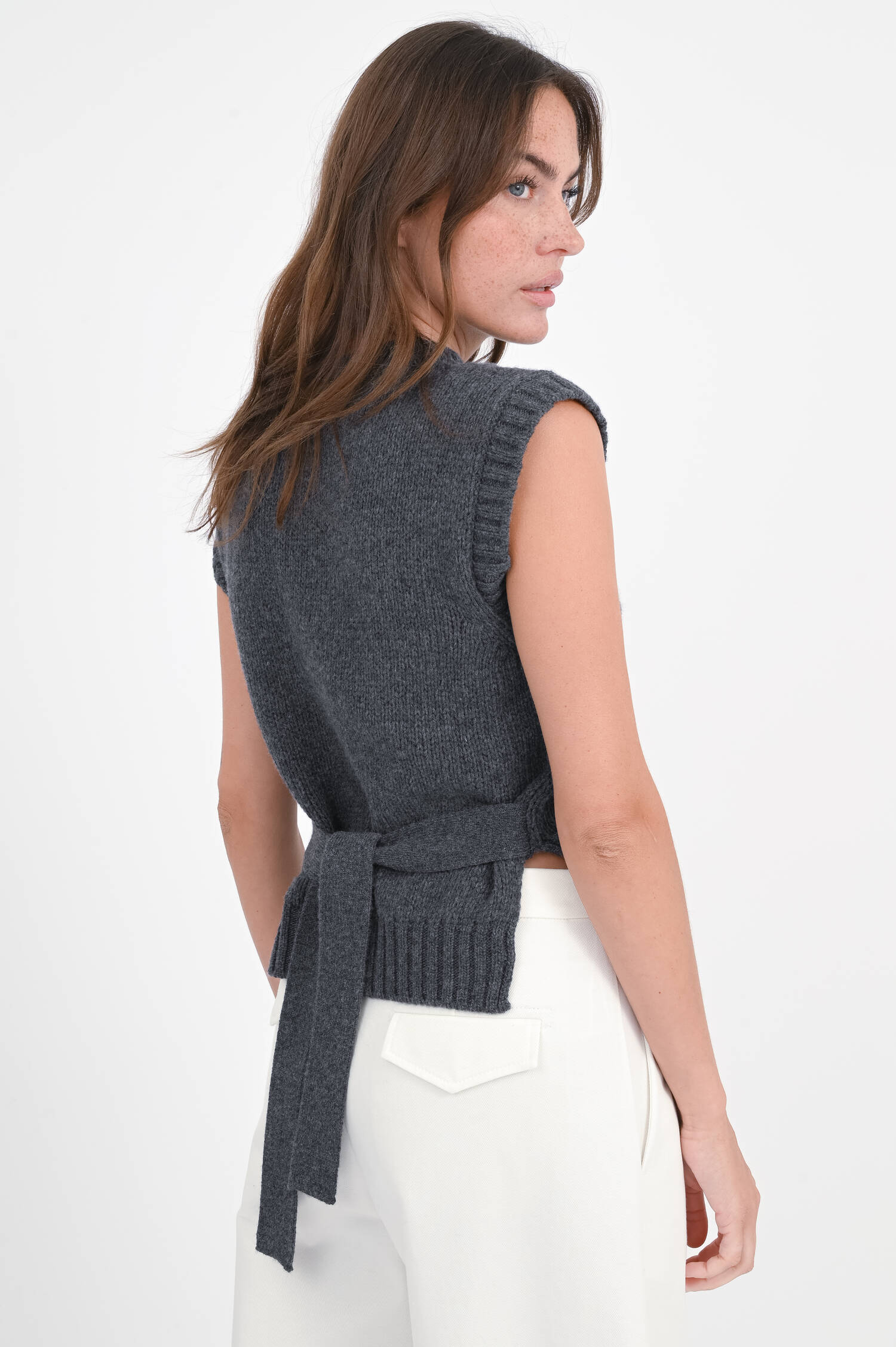 Plisseekleid EBRO mit Pullunder in Schwarz/Grau