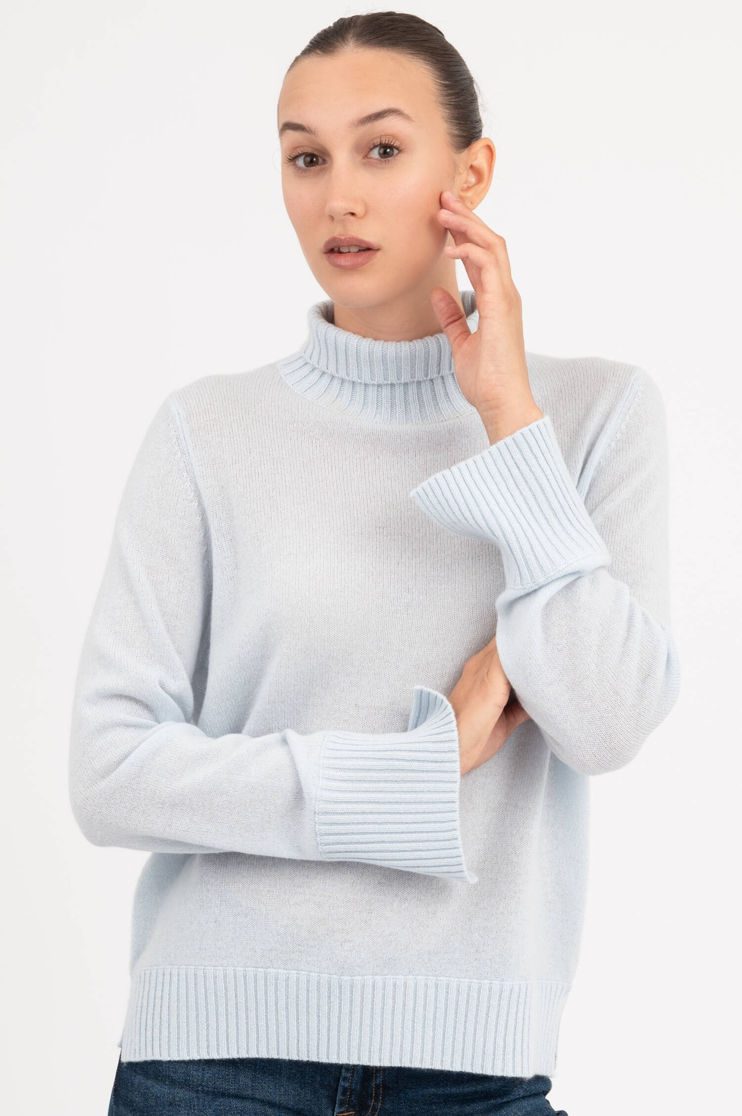 Turtleneck-Pullover in Hellblau