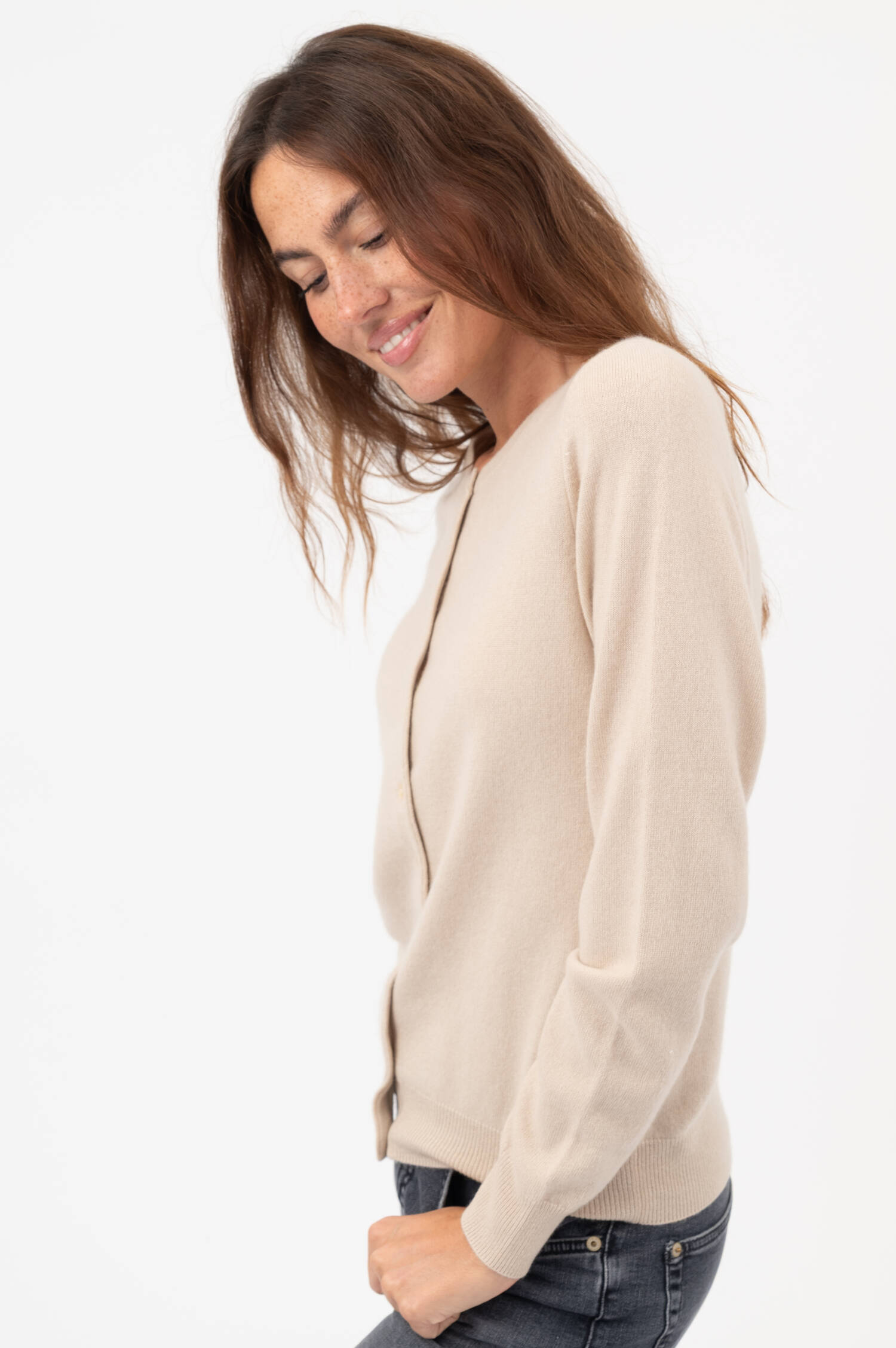Cashmere-Cardigan in Beige
