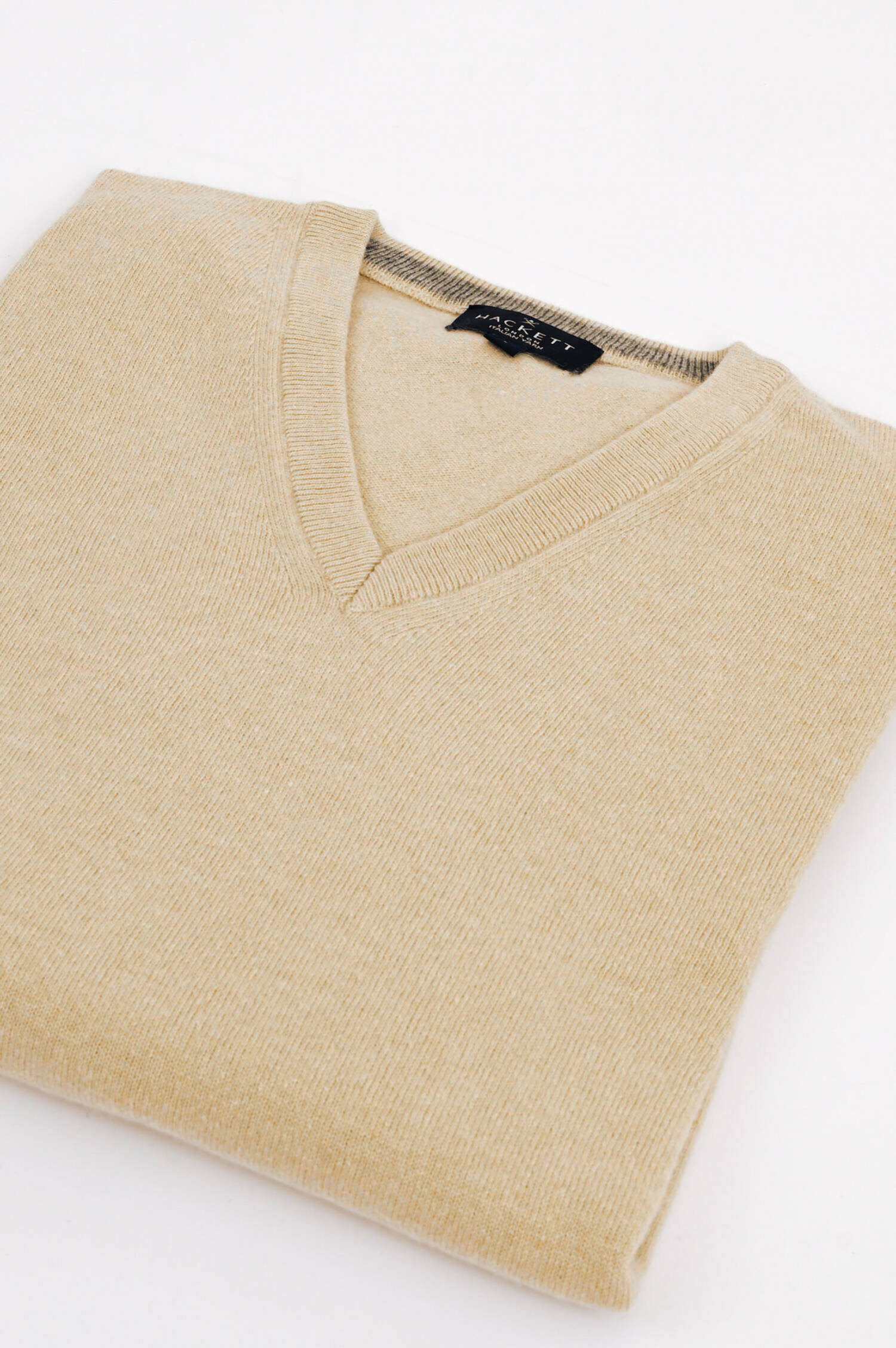 V-Neck Strickpullover aus Woll-Mix in Cashew V-Neck Strickpullover aus Woll-Mix in Cashew