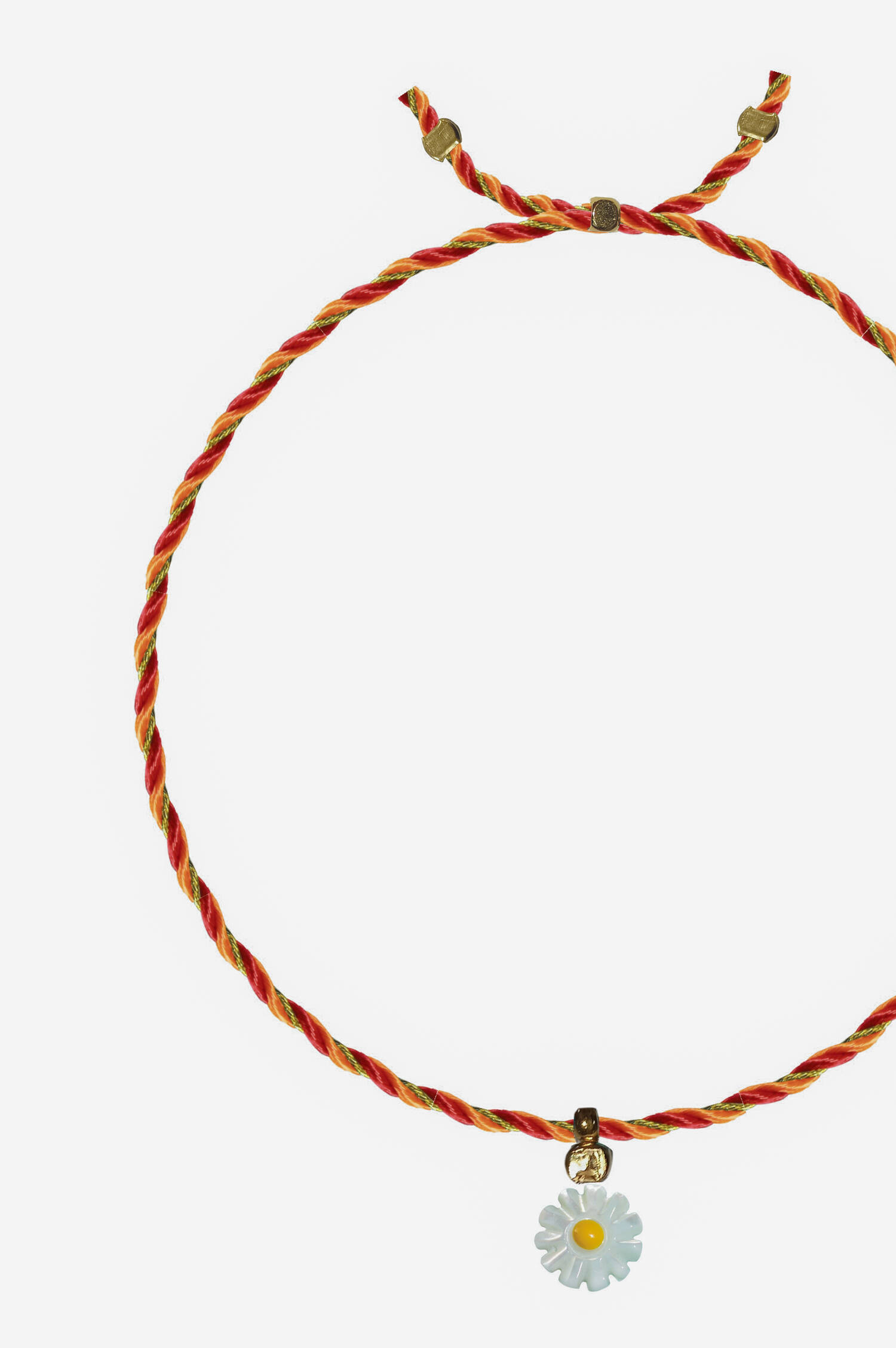 Armband mit PERLEN-BLUME in Gold/Rot/Orange