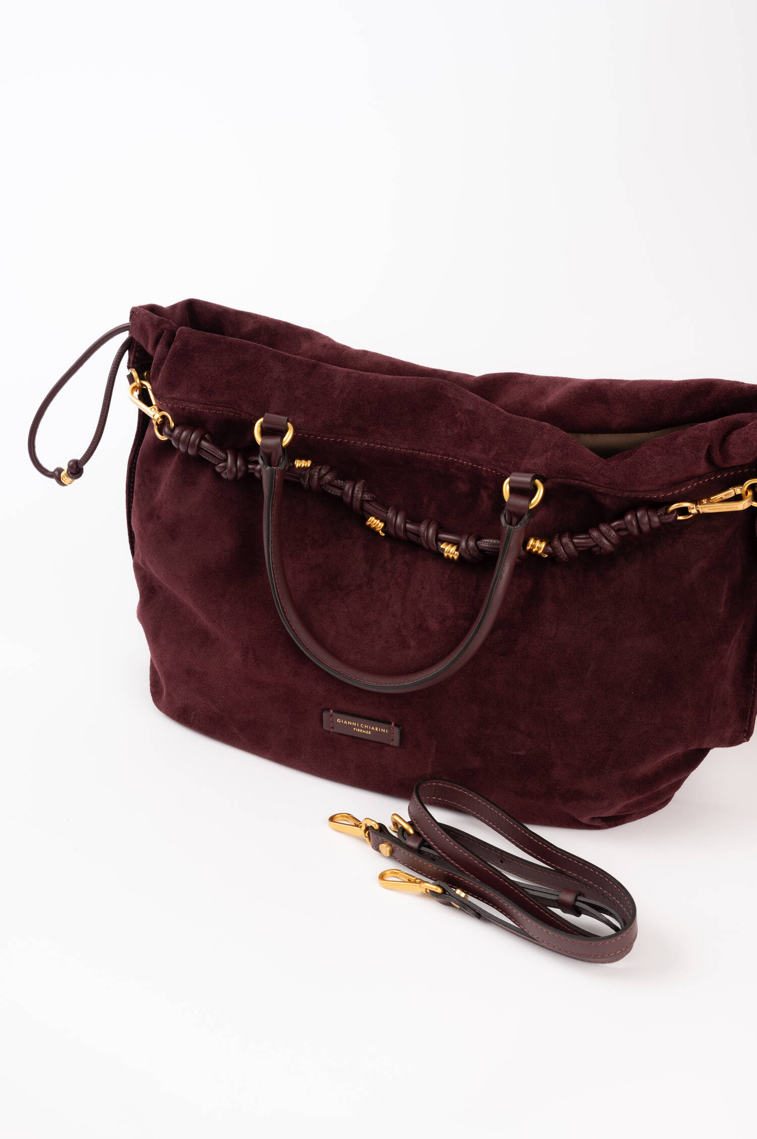 Veloursleder Tasche MORGAN in Bordeaux
