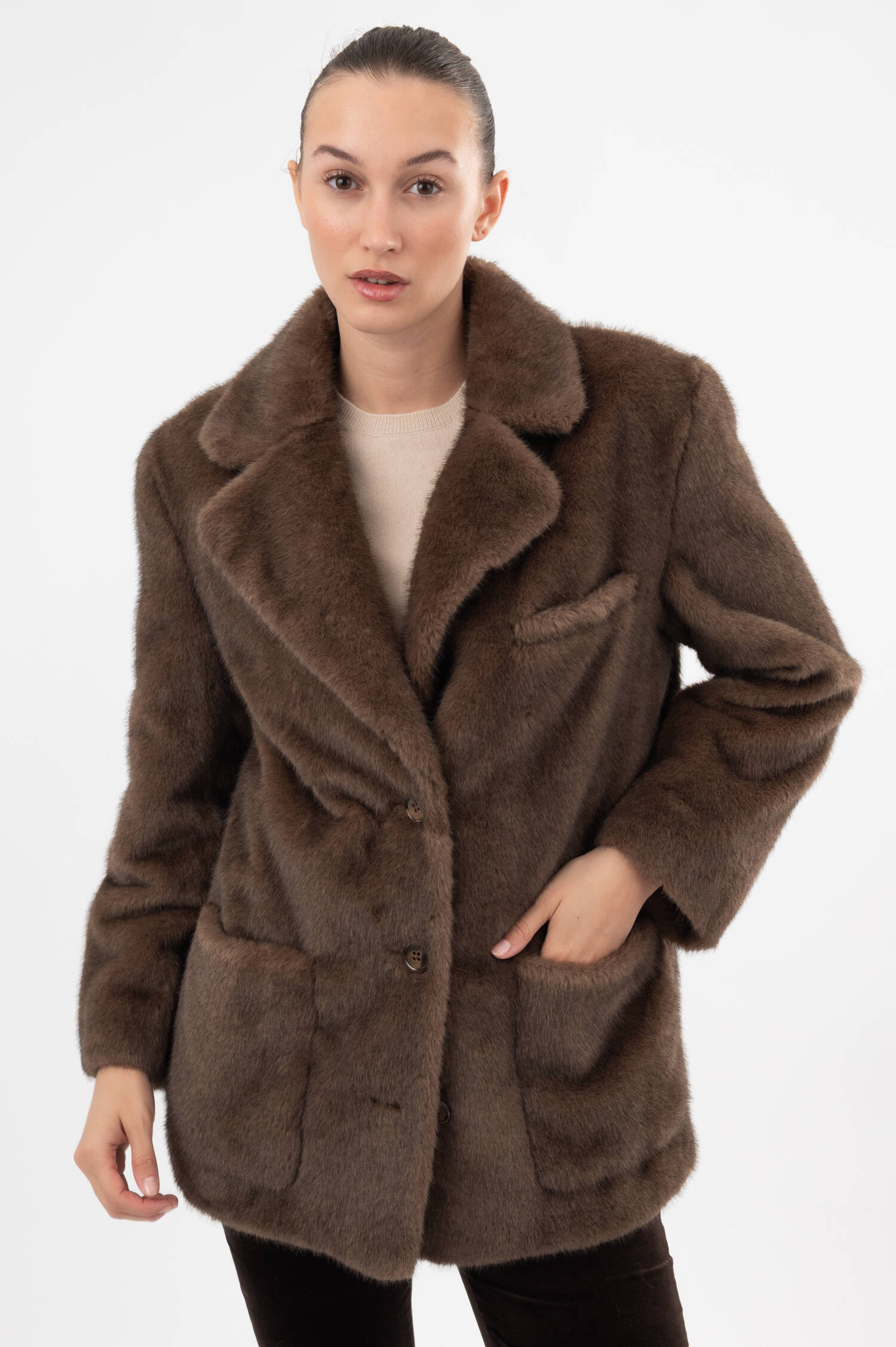 Faux-Fur-Jacke in Braun Faux-Fur-Jacke in Braun