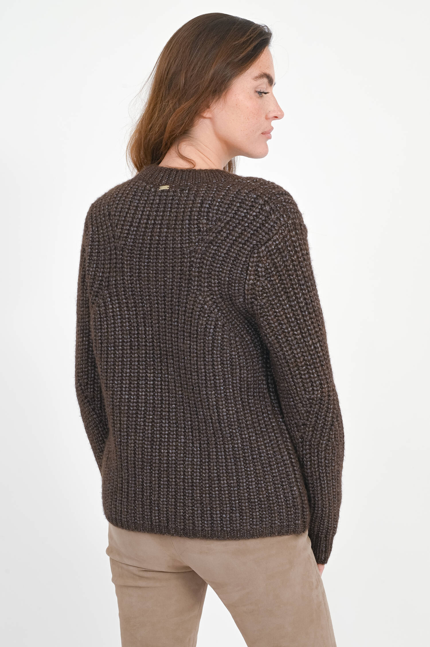 Grobstrick-Pullover in Fondente