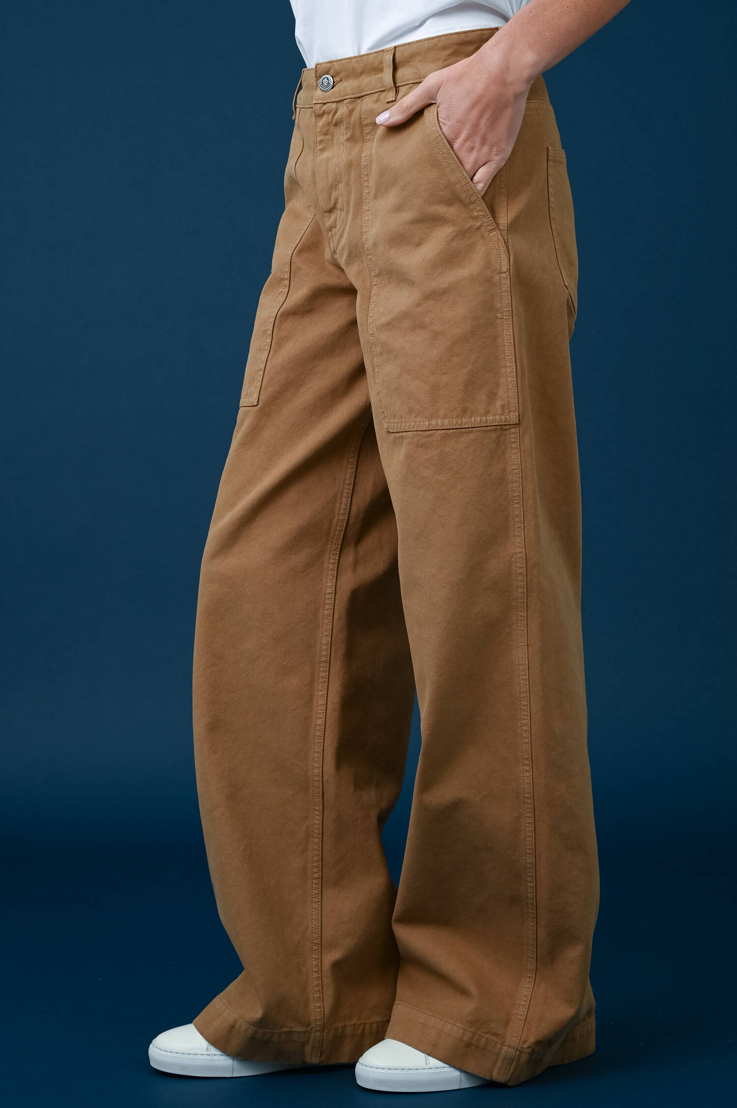 Wide-Leg Canvashose in Braun