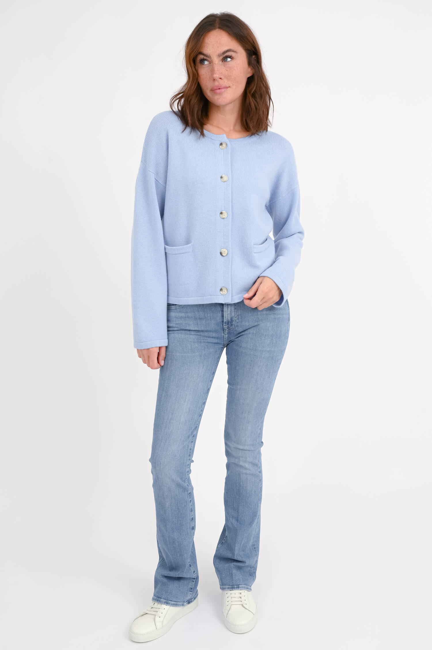 Strickweste aus Woll-Cashmere-Mix in Hellblau