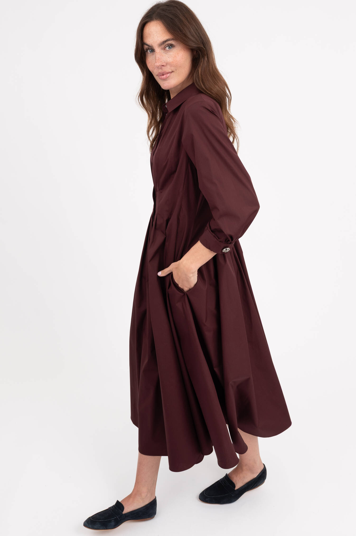 Hemdblusenkleid ADAGIO in Burgundy