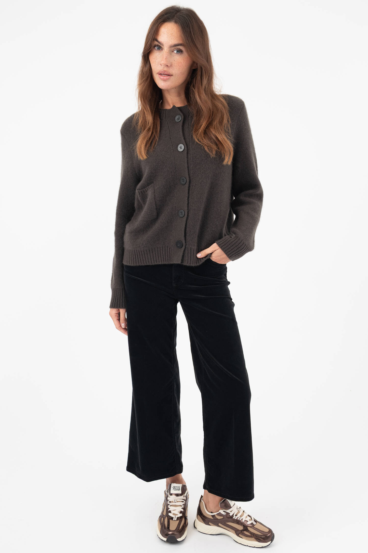 Cashmere-Seiden-Cardigan in Oliv
