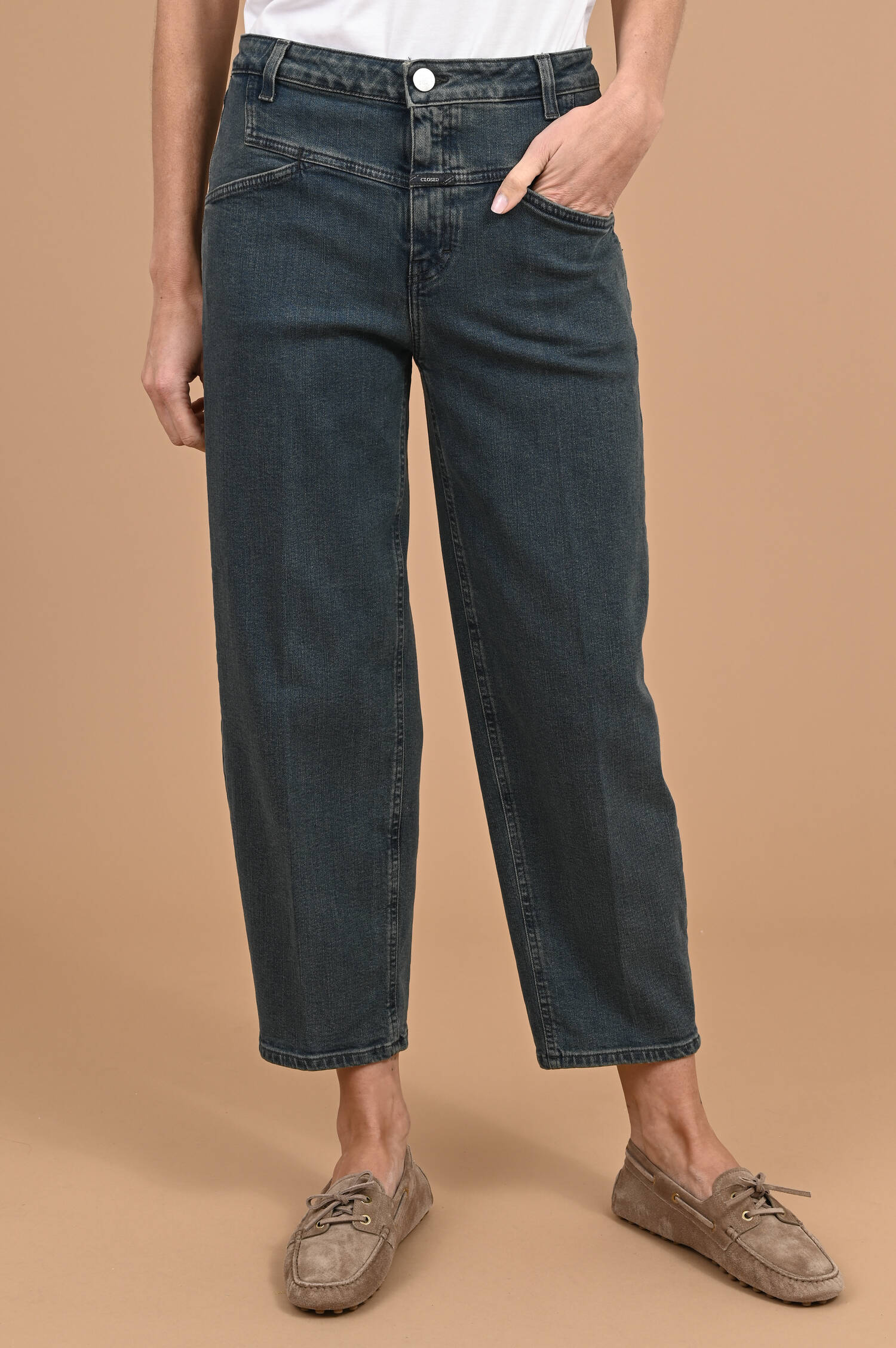 Cropped Leg Jeans Stover-X in Blau/Schwarz