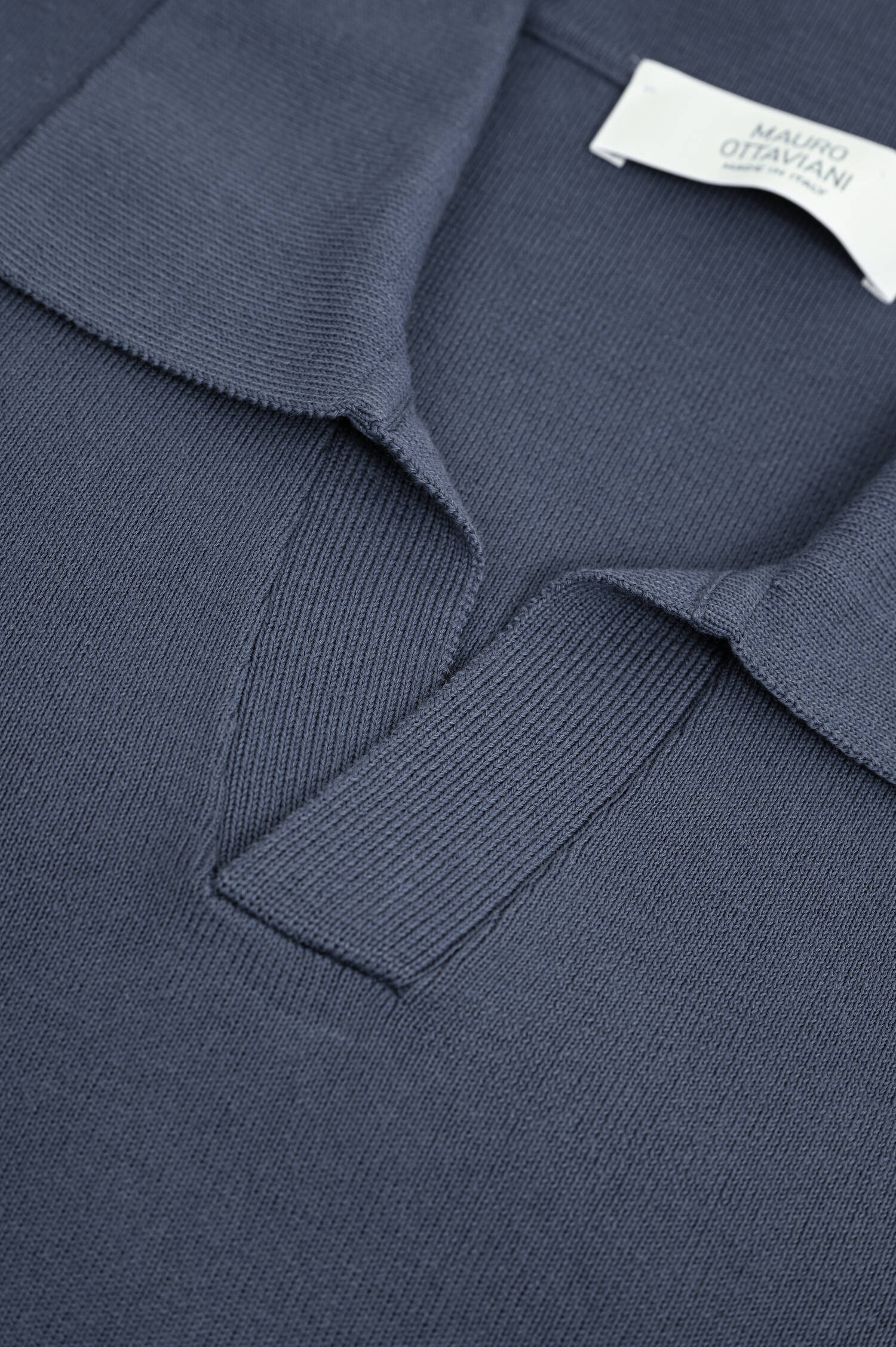 Langarm-Polo-Shirt in Blue Polvere