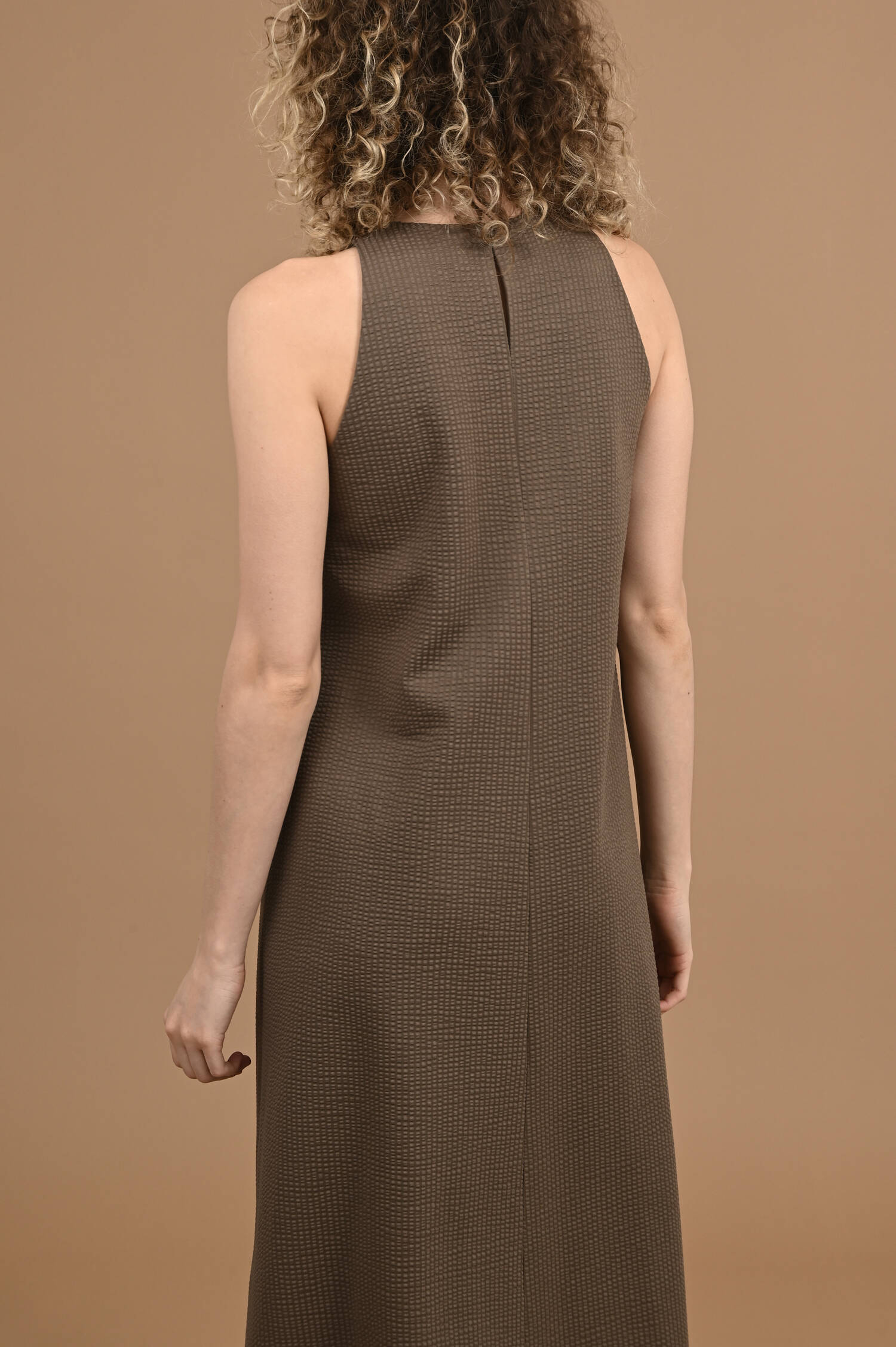 Waffelstrick-Kleid in Molebraun