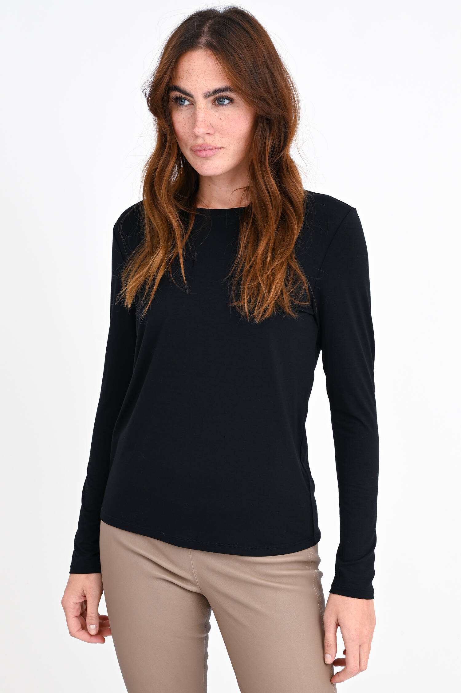Longsleeve aus Viskose in Schwarz