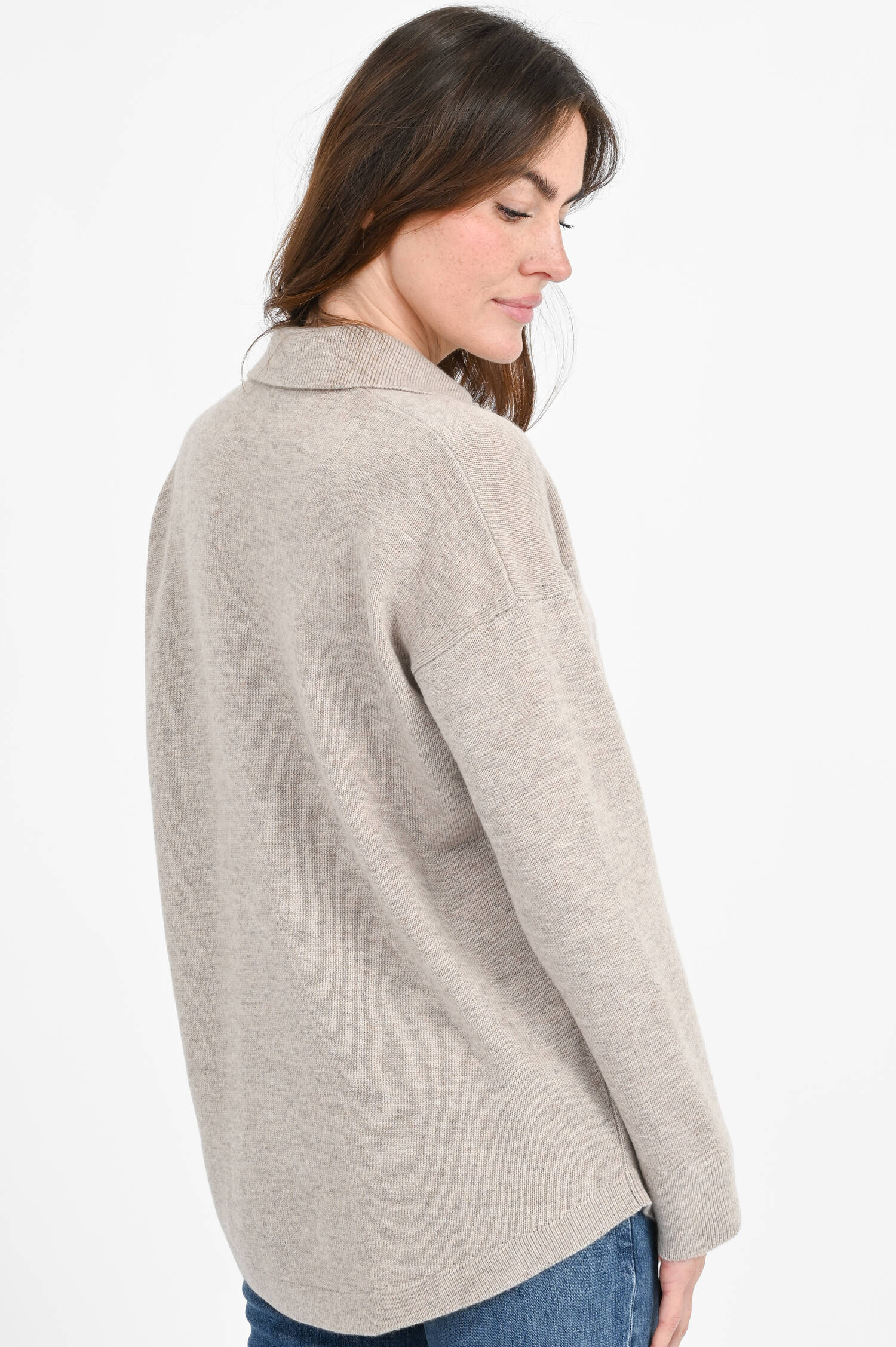 Strickweste GATTI mit Polokragen in Beige Strickweste GATTI mit Polokragen in Beige